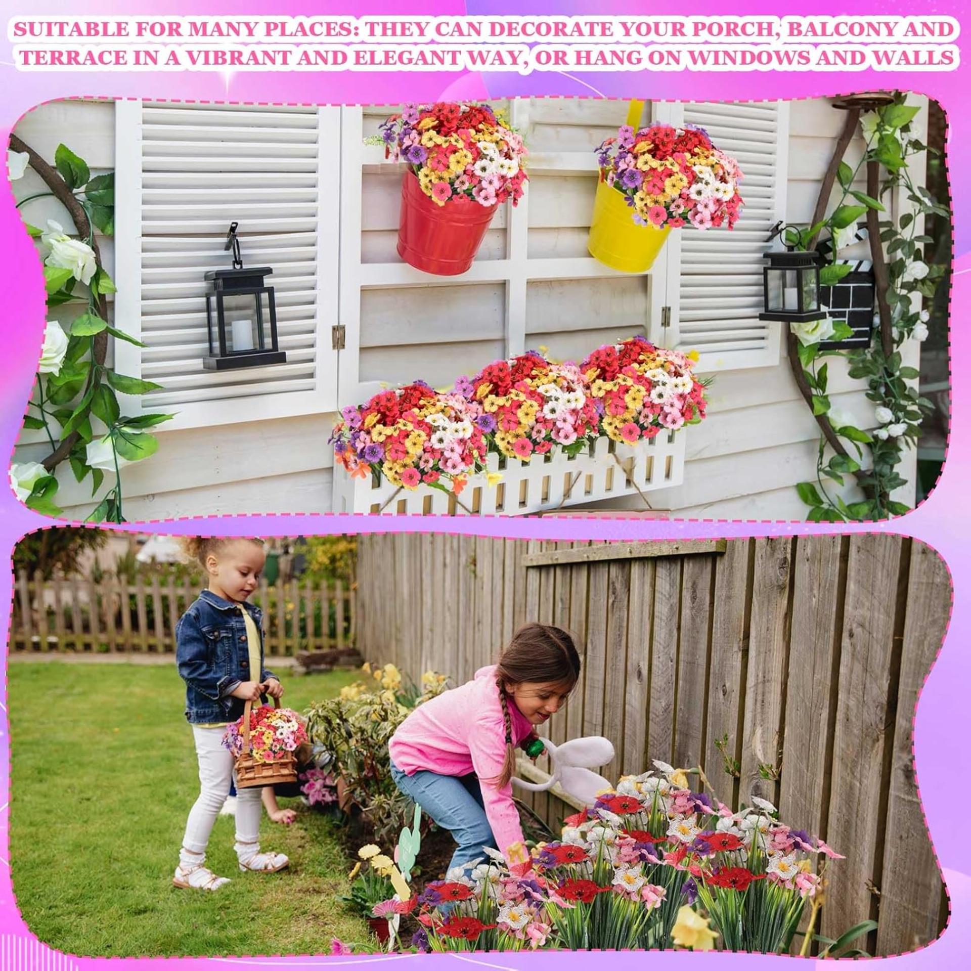 100 Bundles UV Resistant Artificial Violet Flowers for Outdoor Garden and Home Decor - 3
