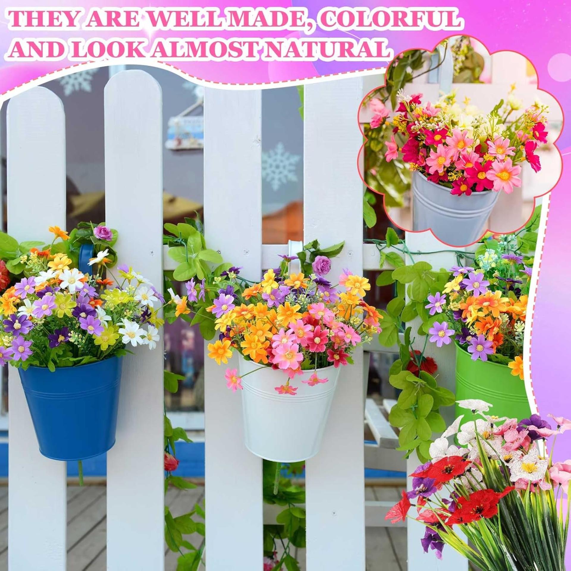 100 Bundles UV Resistant Artificial Violet Flowers for Outdoor Garden and Home Decor - 5