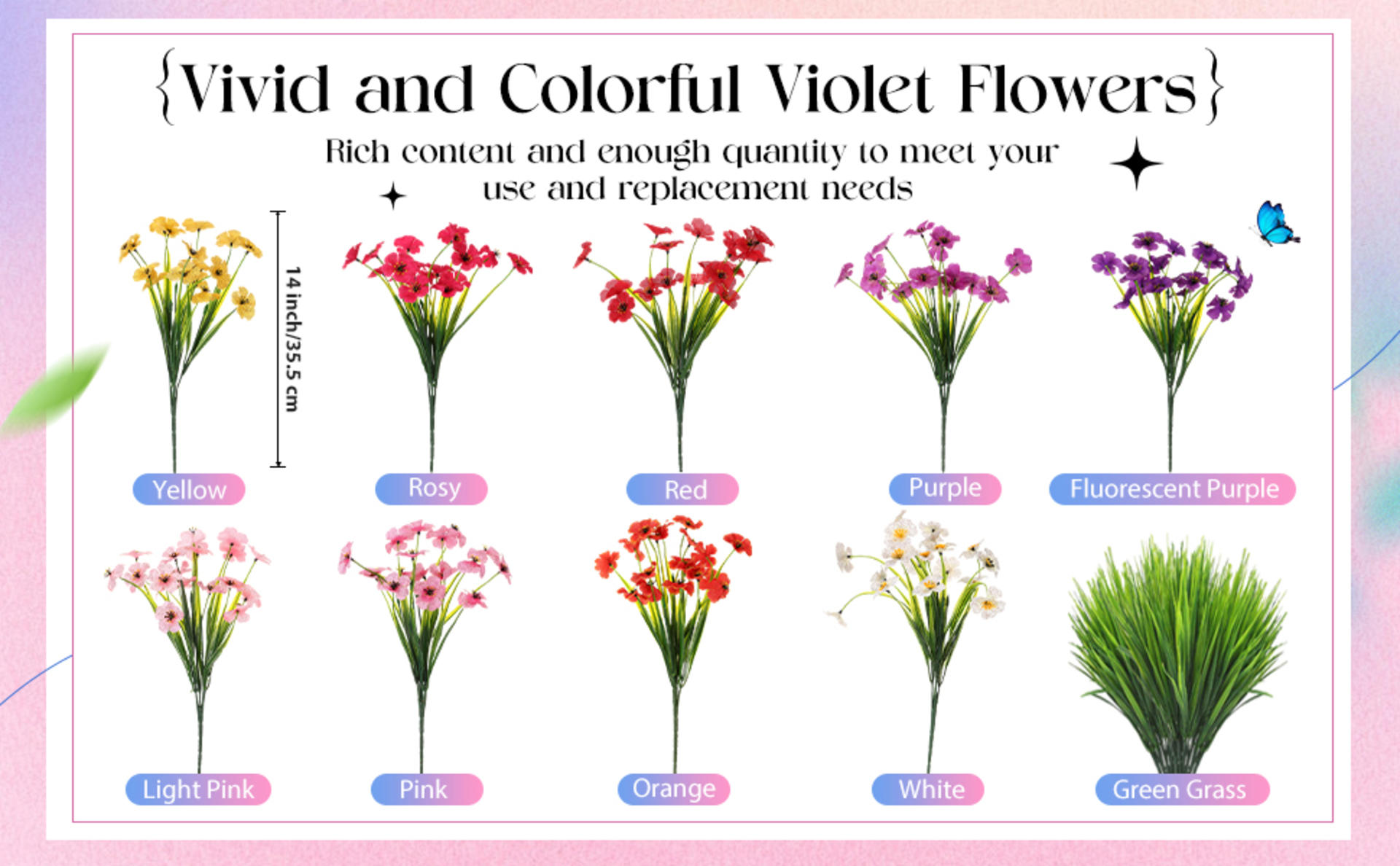 100 Bundles UV Resistant Artificial Violet Flowers for Outdoor Garden and Home Decor detail 2