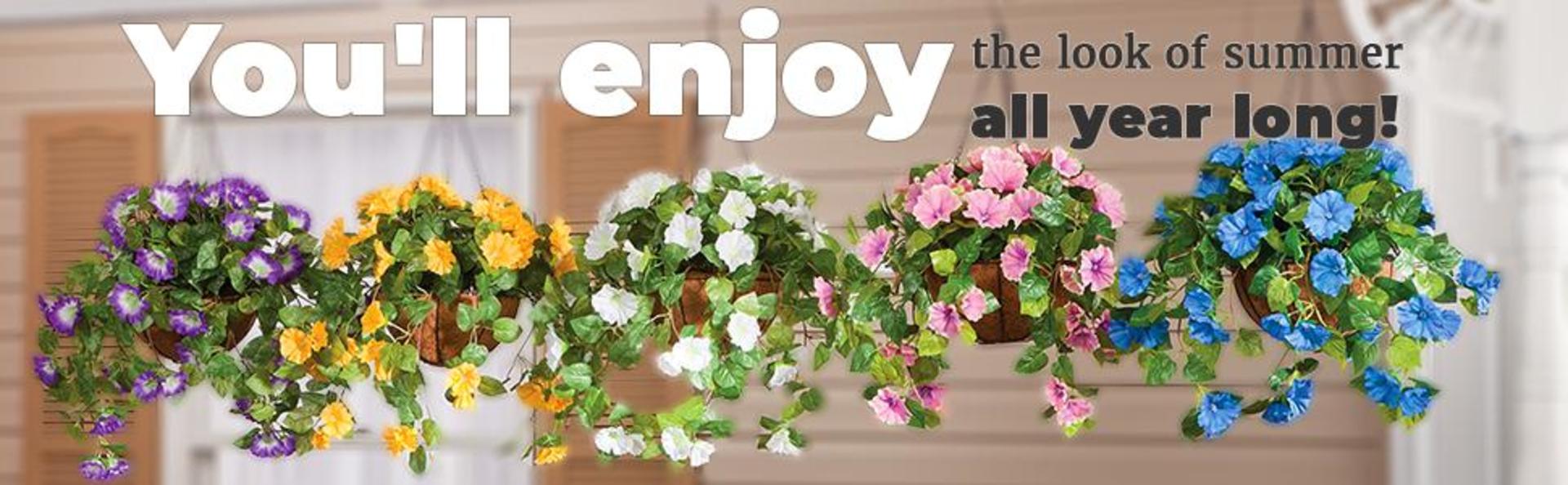 Fully Assembled Artificial Purple Impatiens Hanging Basket - Large Lifelike Faux Flower Decor detail 3