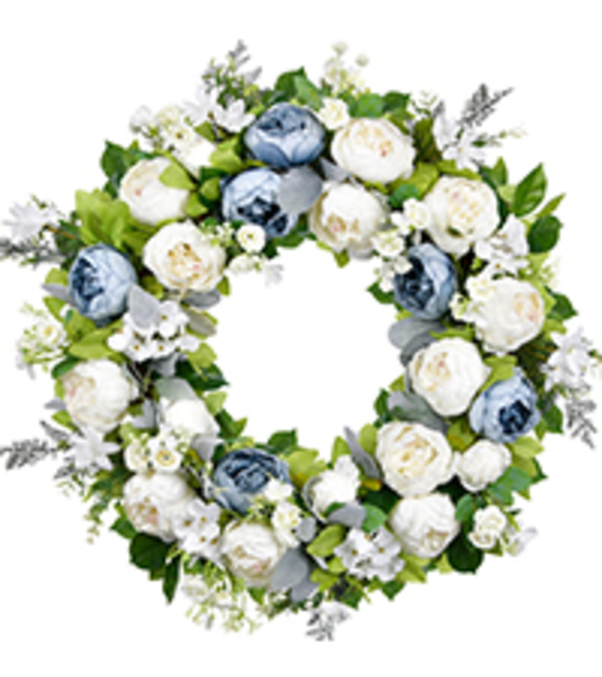 22" Artificial Spring Autumn Wreath with Tulips, Hydrangeas and Eucalyptus for Front Door detail 7