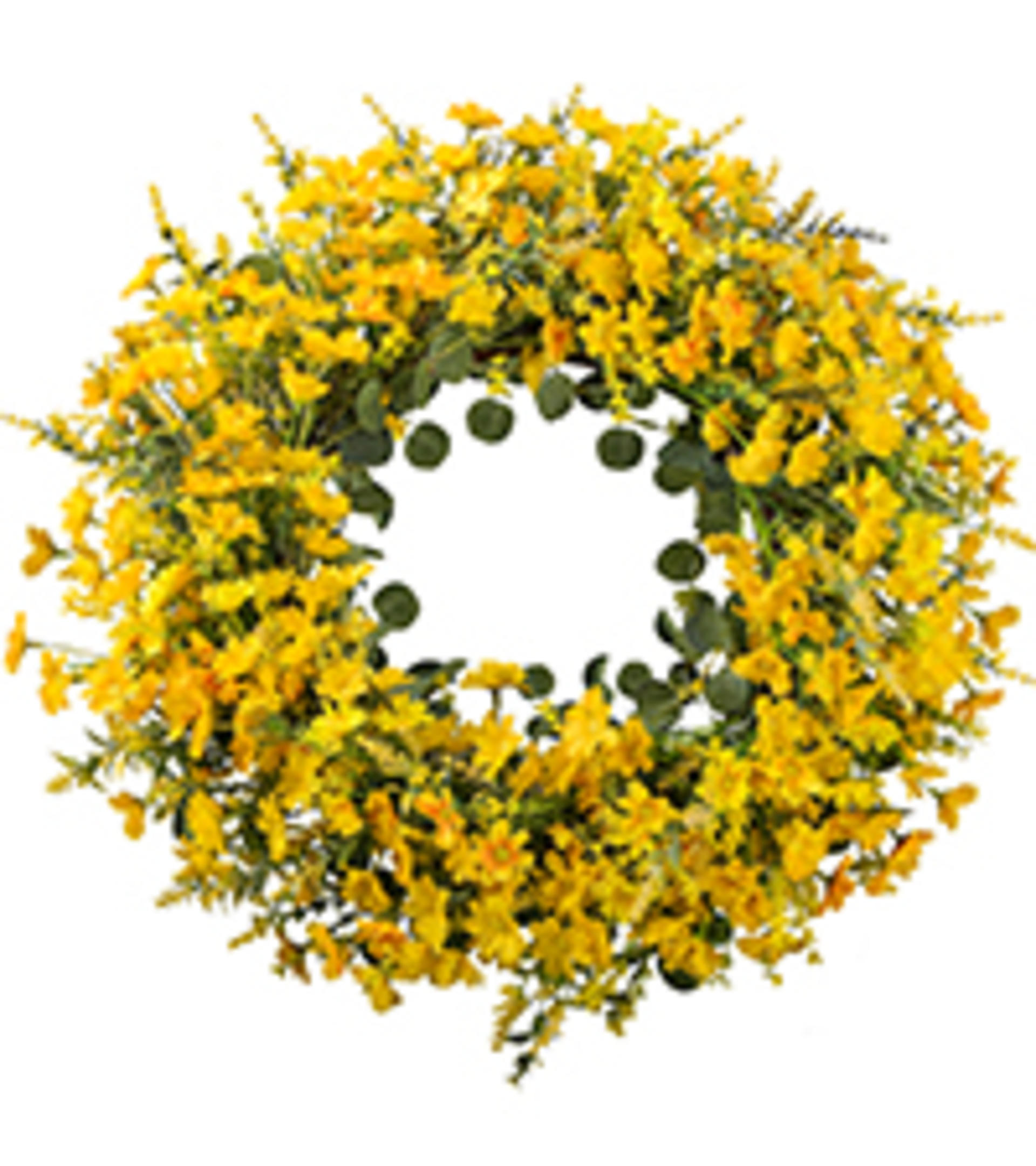 22" Artificial Spring Autumn Wreath with Tulips, Hydrangeas and Eucalyptus for Front Door detail 11