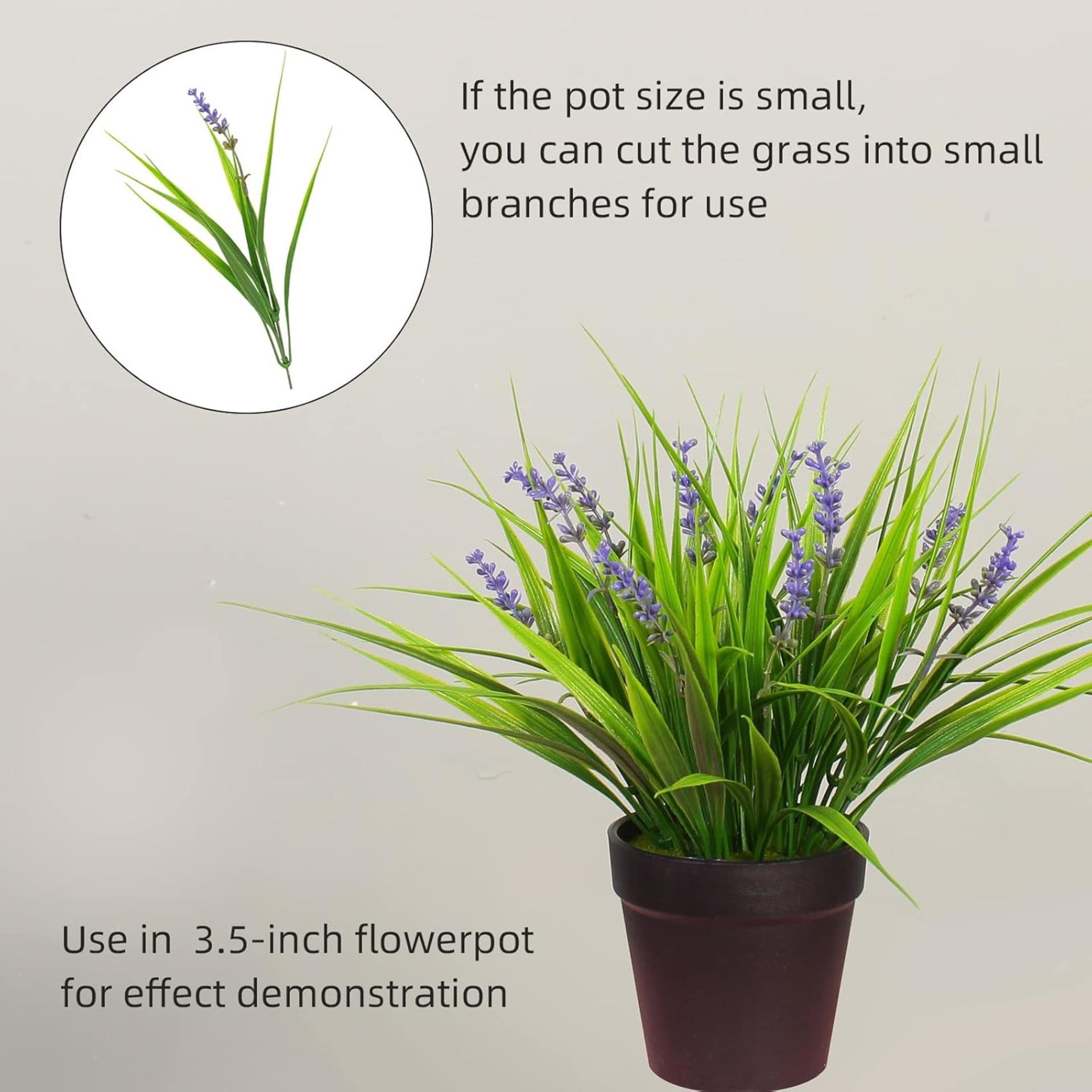 12 Bundles Artificial Outdoor Monkey Grass with Flowers, UV Resistant Faux Plants for Garden Decor - 4