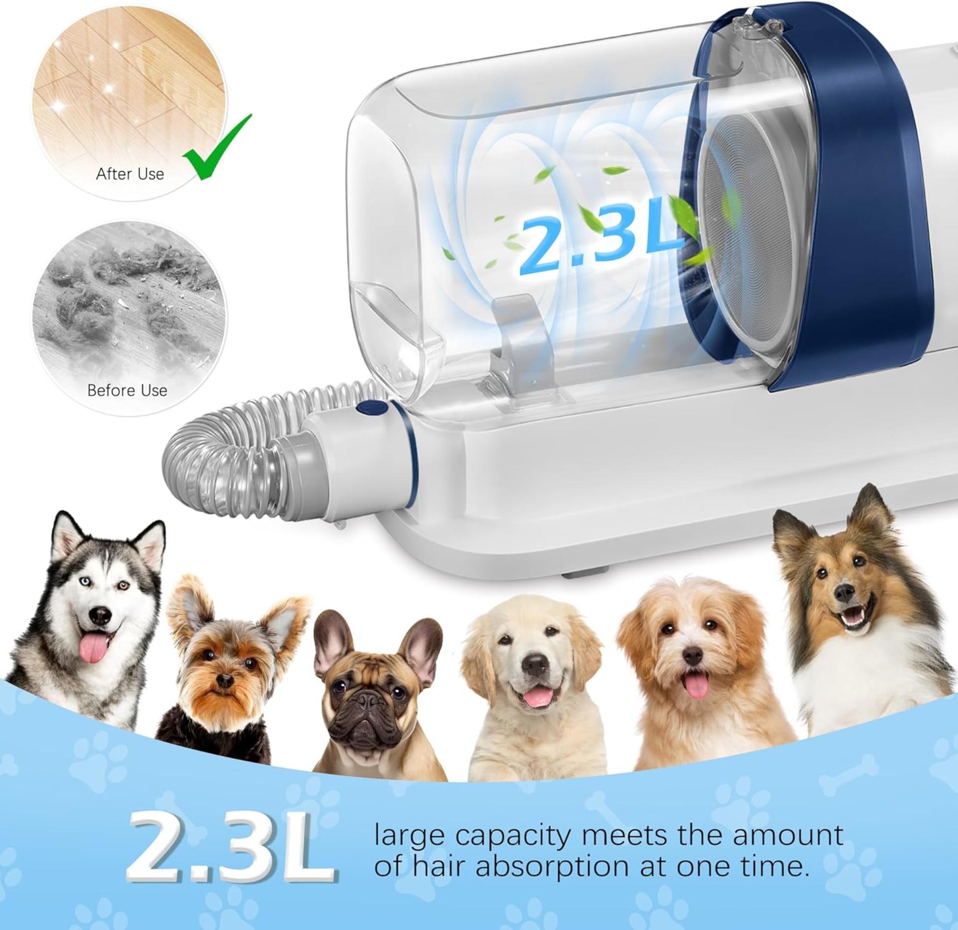 5-in-1 Pet Grooming Vacuum Kit with 2.3L Large Dust Cup, Low Noise Suction for Dog & Cat Shedding - 2