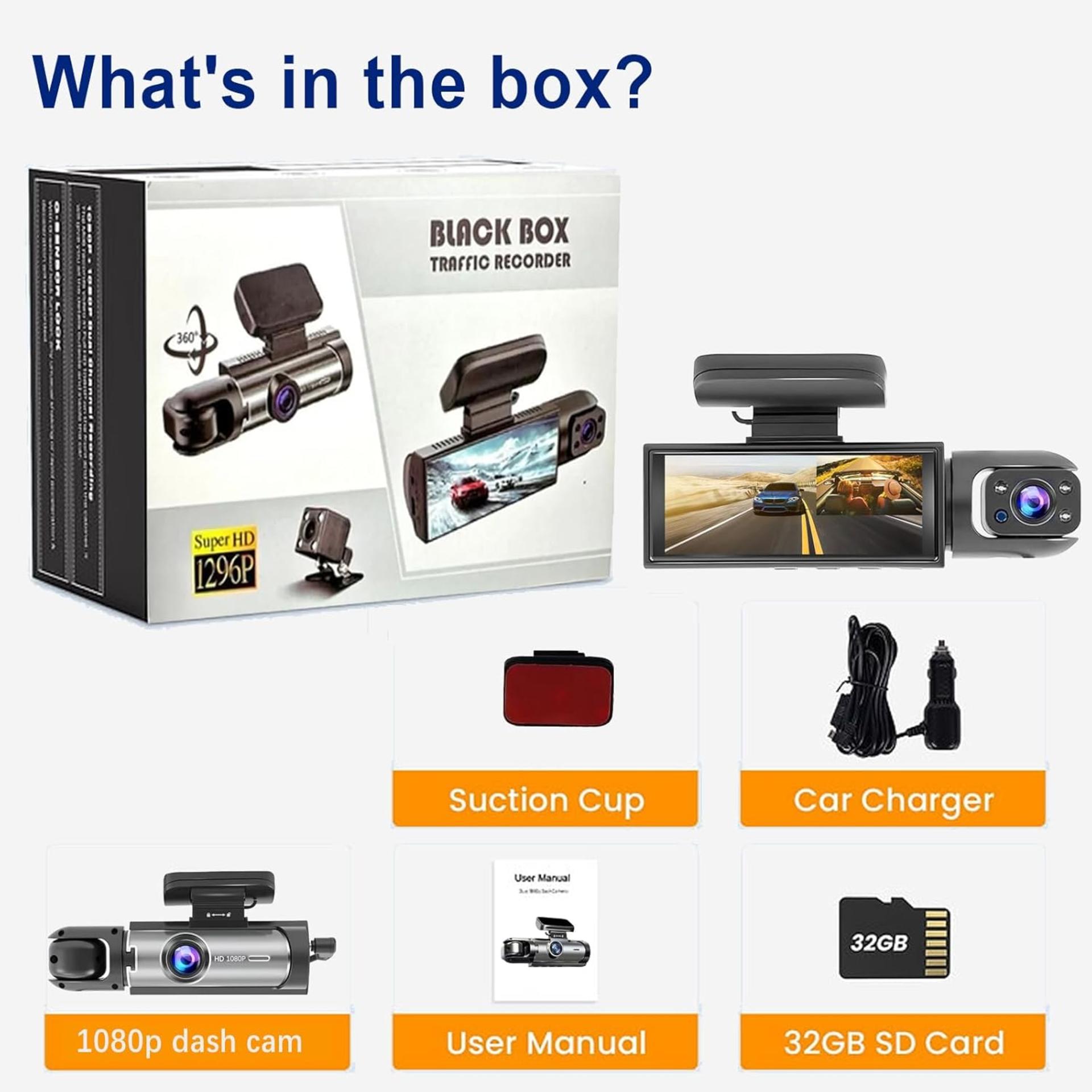 1080P Dual Dash Cam with IR Night Vision, 3.16 Inch IPS Screen and 32GB Card - 6