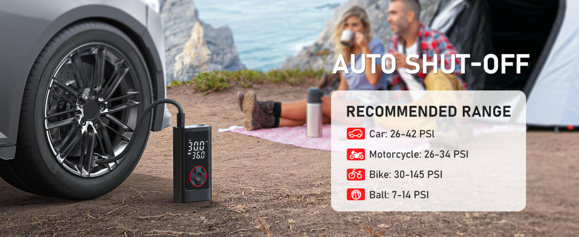 Portable Tire Inflator Air Compressor, 150PSI Cordless Pump for Car, Bike & Ball detail 5