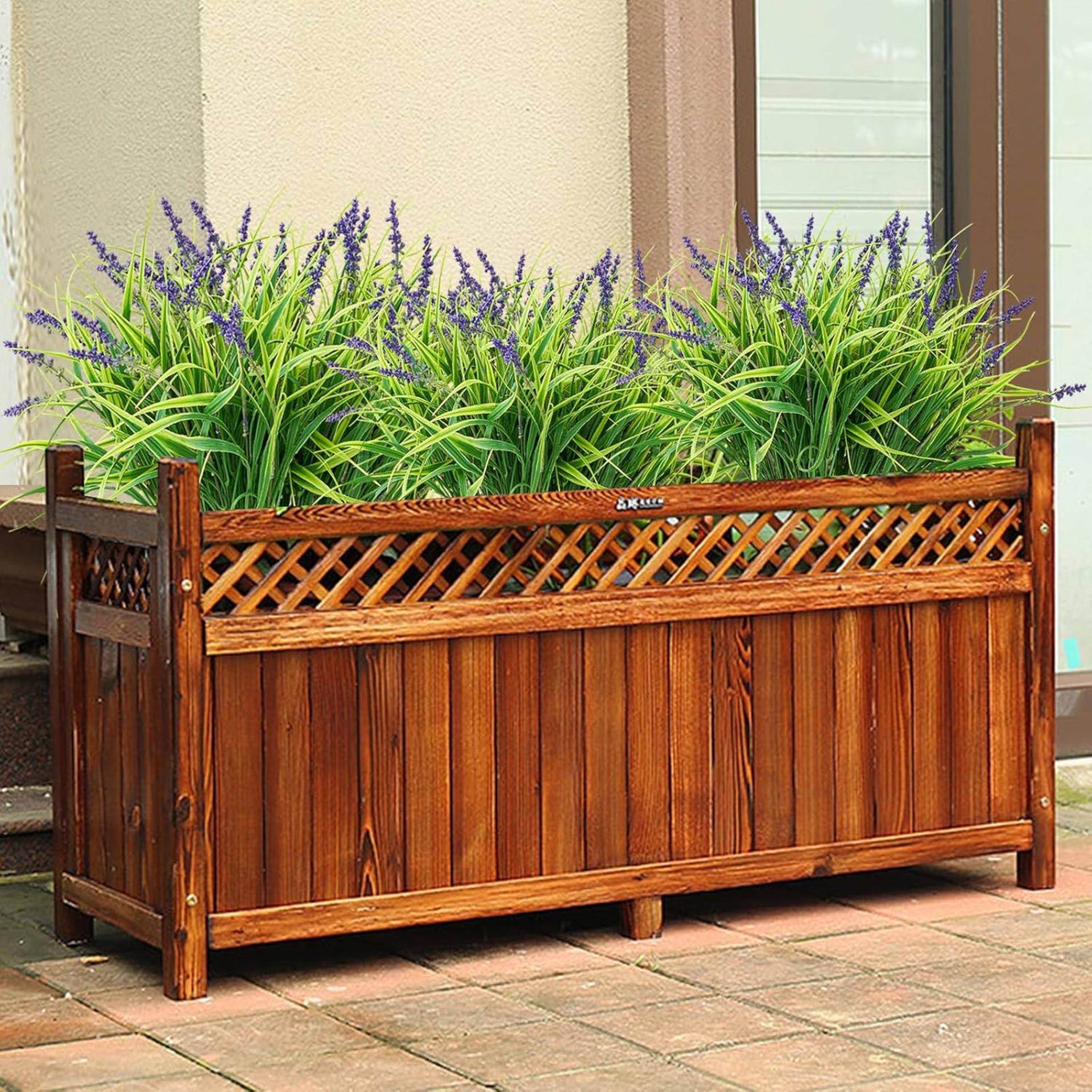 16 Bundles Artificial Monkey Grass with Lavender Flowers, 14.2" UV Resistant Faux Outdoor Plants - 6