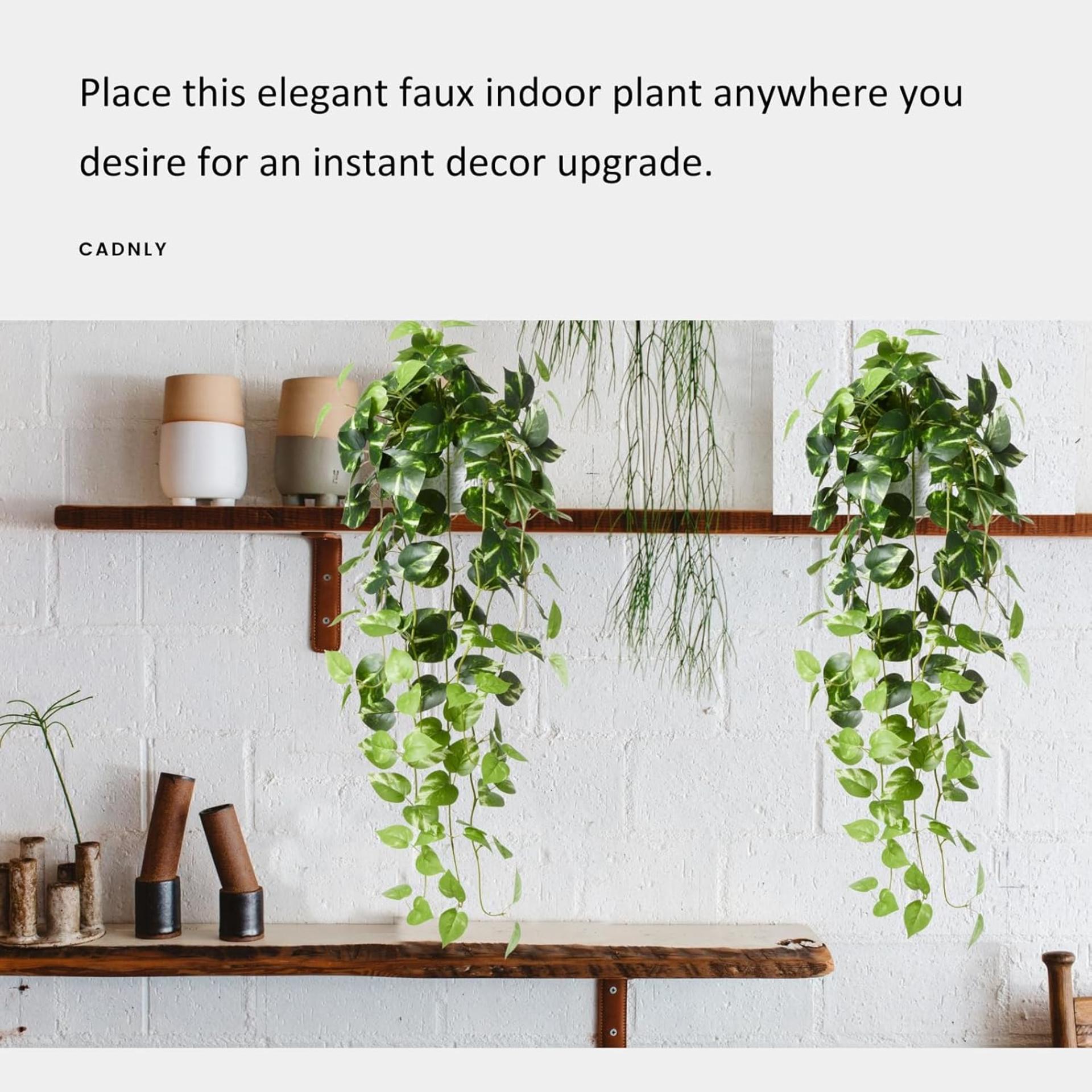 Realistic Artificial Pothos Plant in Pot - Lifelike Faux Hanging Greenery for Home Office Decor - 3