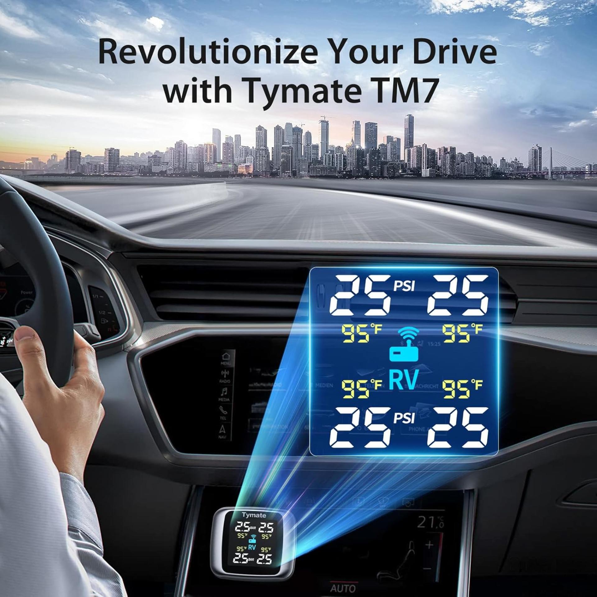 Wireless TPMS with 4 External Sensors, 6 Alarm Modes & Real-time Pressure Monitoring (0-144 PSI) - 2