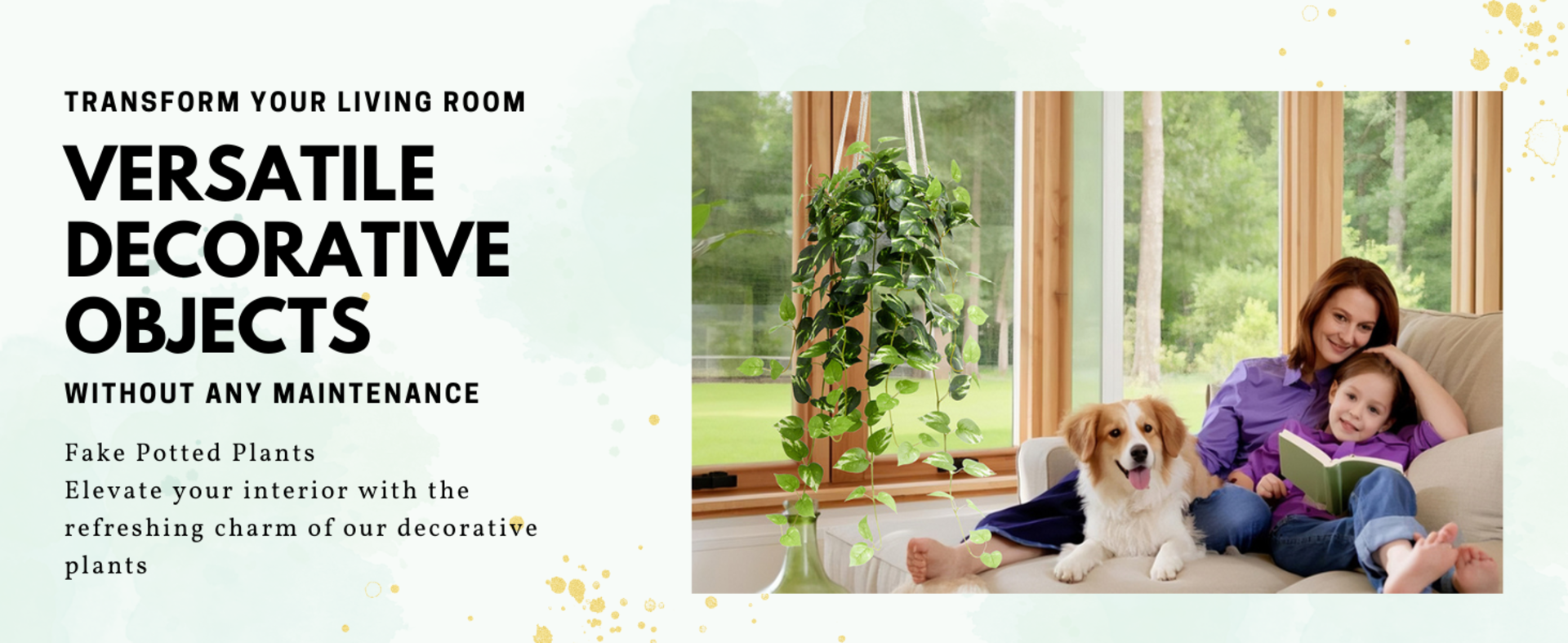 Realistic Artificial Pothos Plant in Pot - Lifelike Faux Hanging Greenery for Home Office Decor detail 1