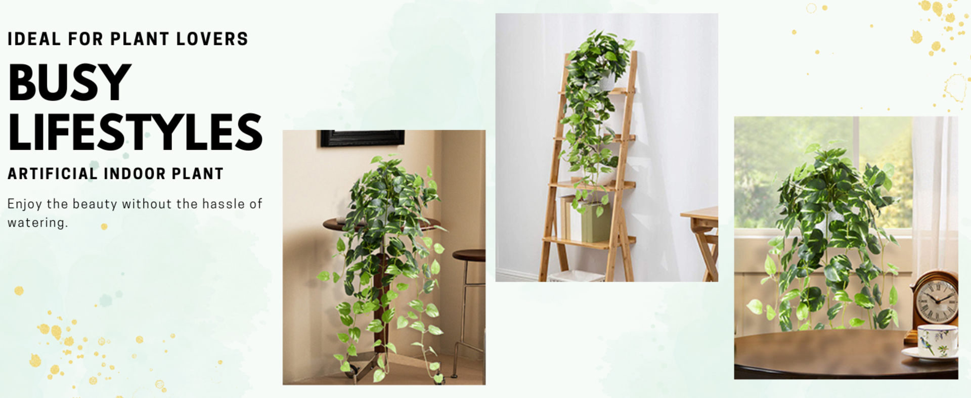Realistic Artificial Pothos Plant in Pot - Lifelike Faux Hanging Greenery for Home Office Decor detail 4