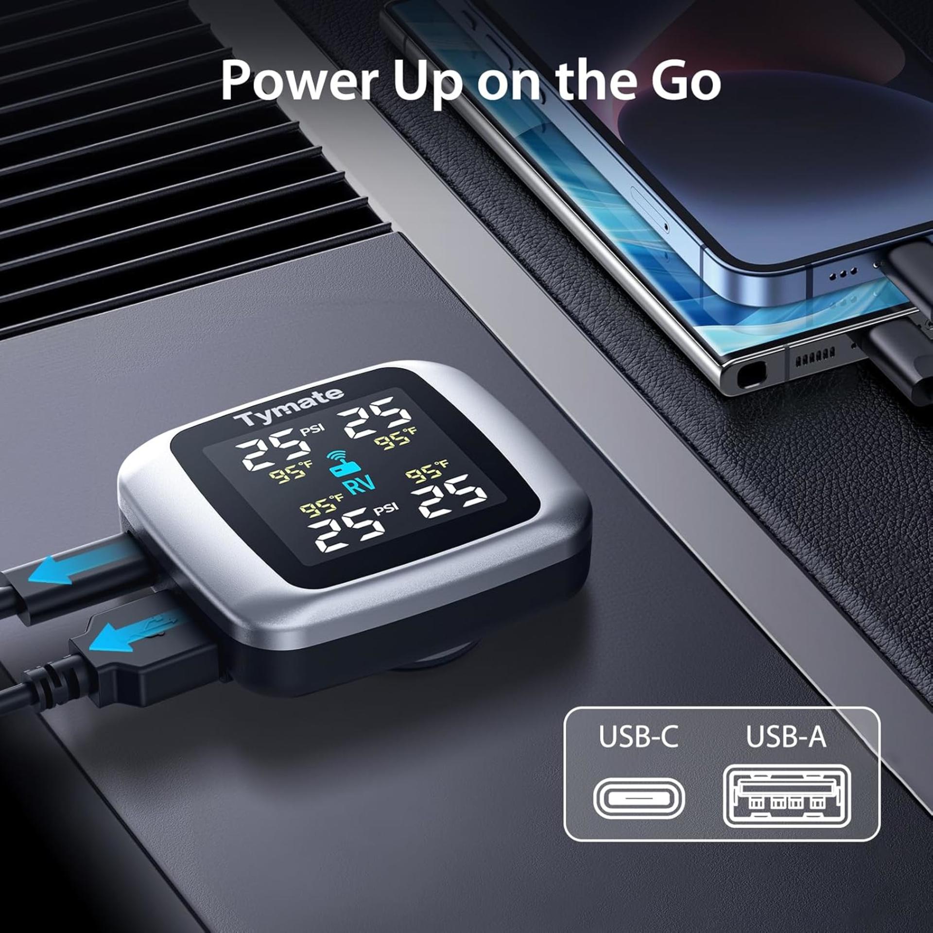 Wireless TPMS with 4 External Sensors, 6 Alarm Modes & Real-time Pressure Monitoring (0-144 PSI) - 6