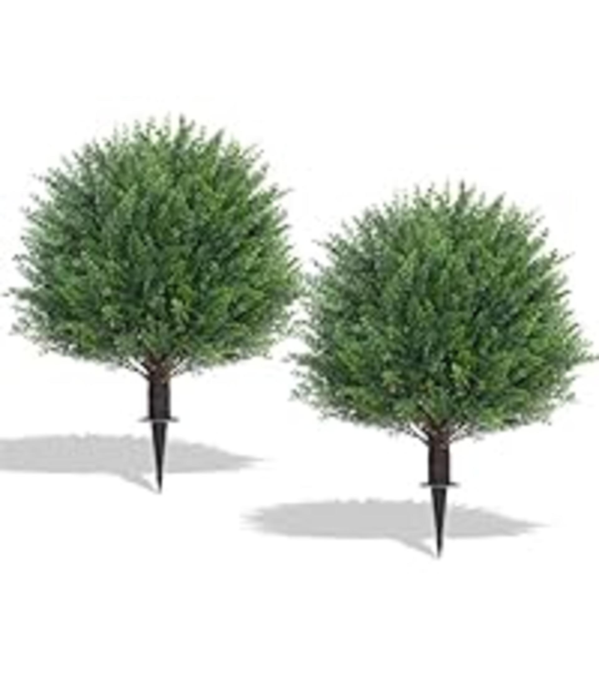 2-Pack 16" Artificial Boxwood Topiary Ball Trees, UV Resistant Fake Evergreen Shrubs detail 12