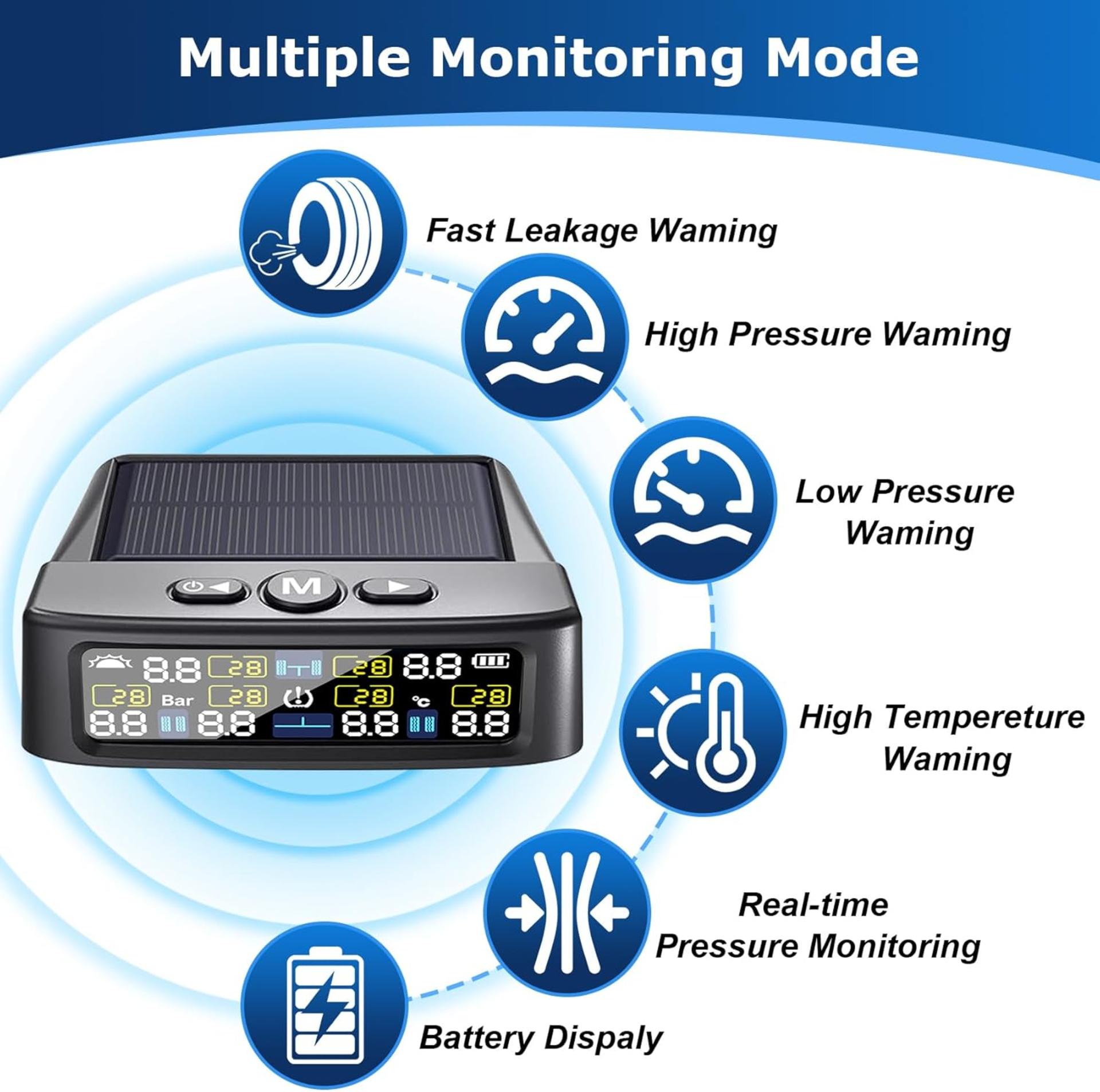 RV Tire Pressure Monitoring System with 6 Sensors, Solar & USB Charging, 144 PSI - 2