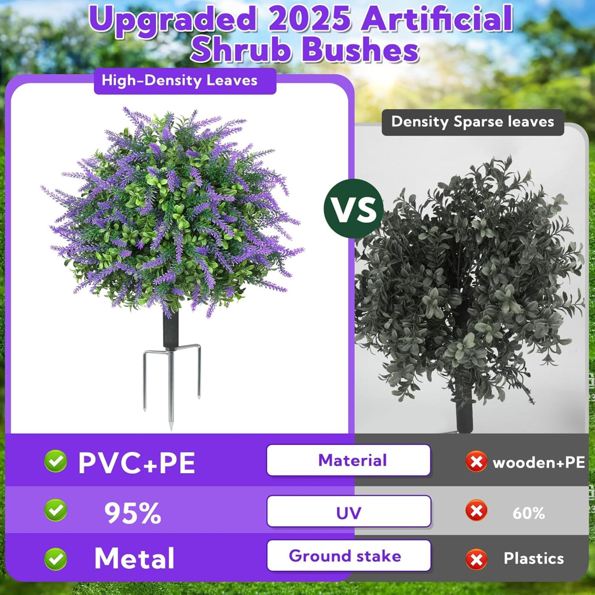 2-Pack 24" Artificial Lavender Bushes with Boxwood Panels, UV Resistant Outdoor Faux Plants - 2