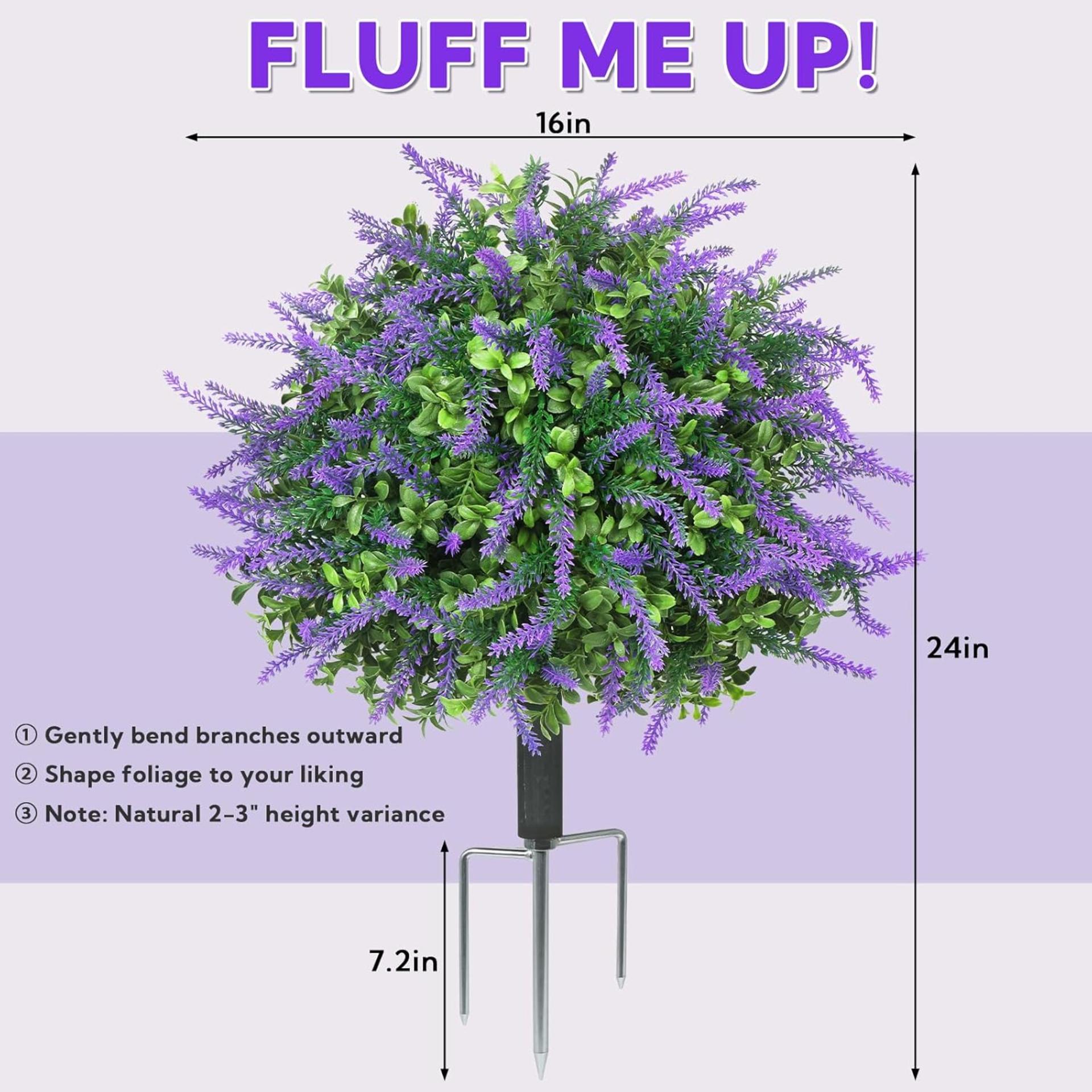 2-Pack 24" Artificial Lavender Bushes with Boxwood Panels, UV Resistant Outdoor Faux Plants - 3