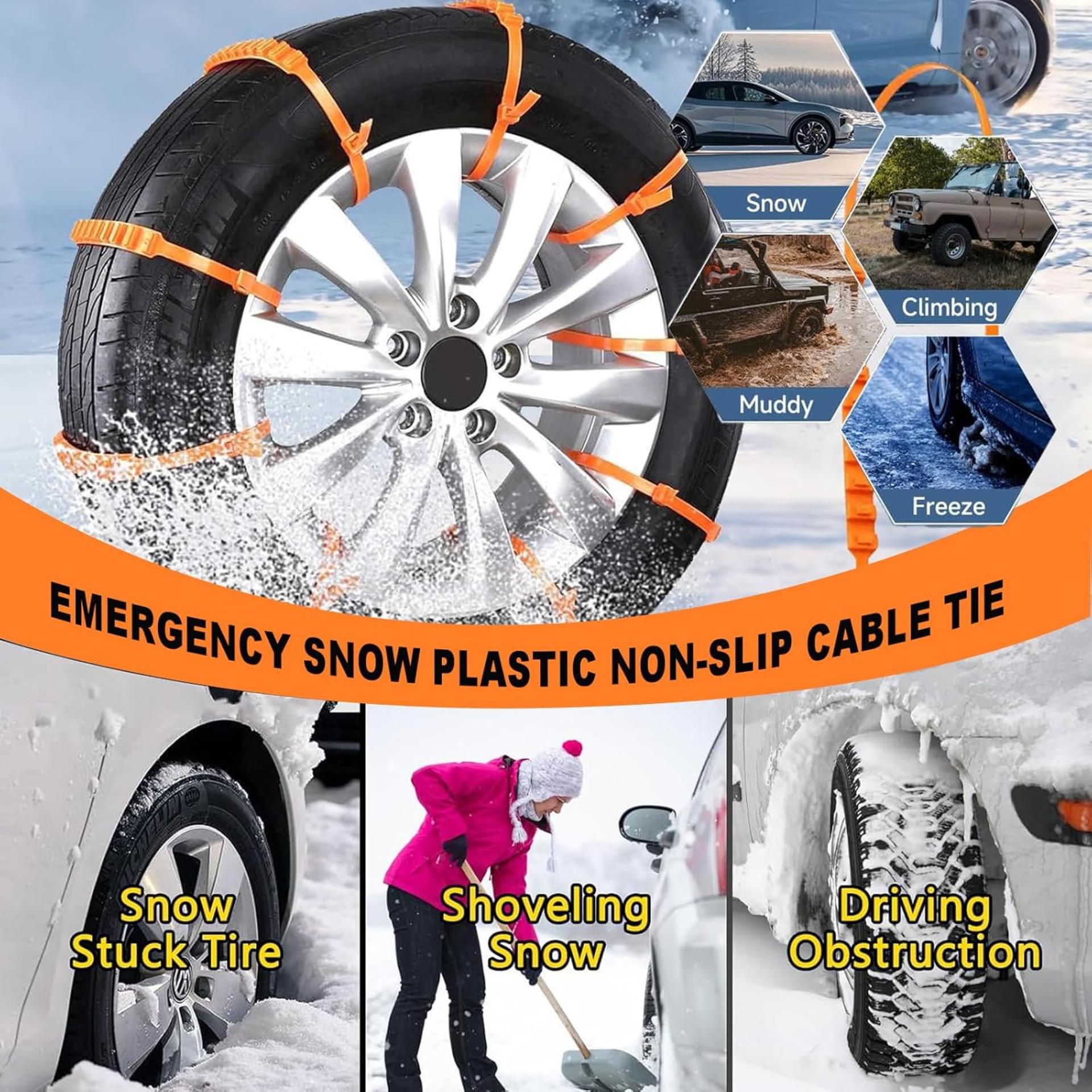 20PCS Universal Anti-Skid Snow Tire Chains for Trucks, SUVs & Sedans - Reusable Emergency Traction - 7