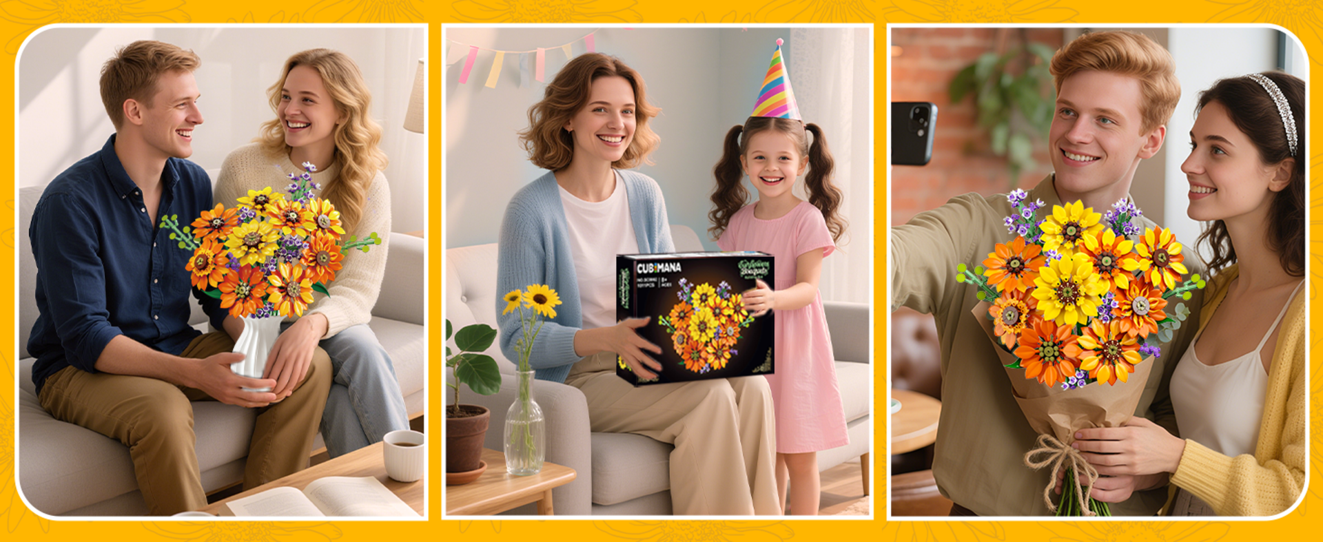 Sunflower Bouquet Building Set with LED Lights - 1011 Pcs Botanical Collection Artificial Flowers detail 10