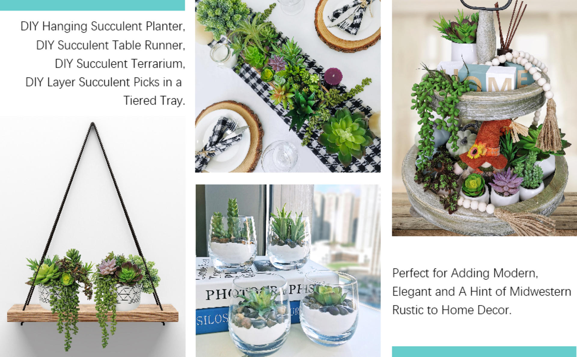 19 Pcs Assorted Artificial Succulents Unpotted Faux Small Green Hanging Plants for DIY Home Decor detail 4