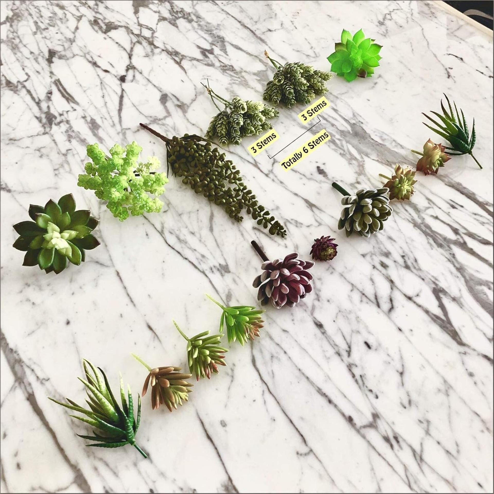 16 Pack Artificial Succulent Plants Assorted Unpotted Realistic Faux Cactus Aloe for DIY Decor - 7