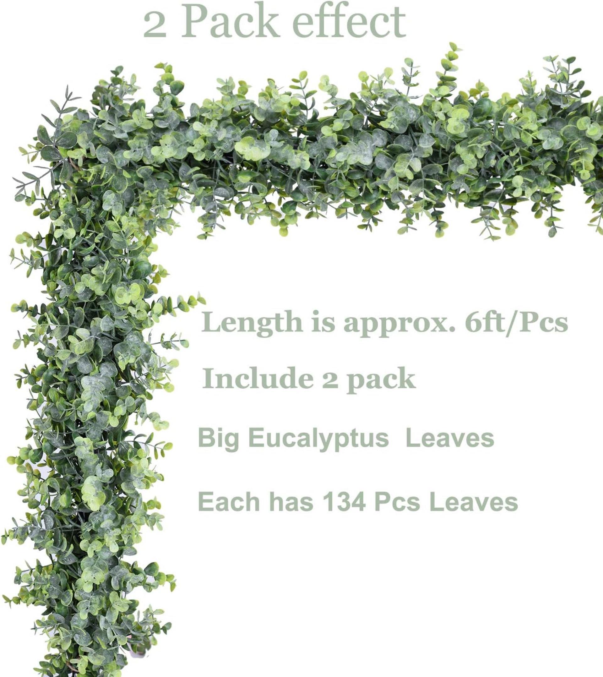 2 Pack Artificial Eucalyptus Garland 12ft Faux Greenery Vines for Wedding Arch Wall Decor - 7