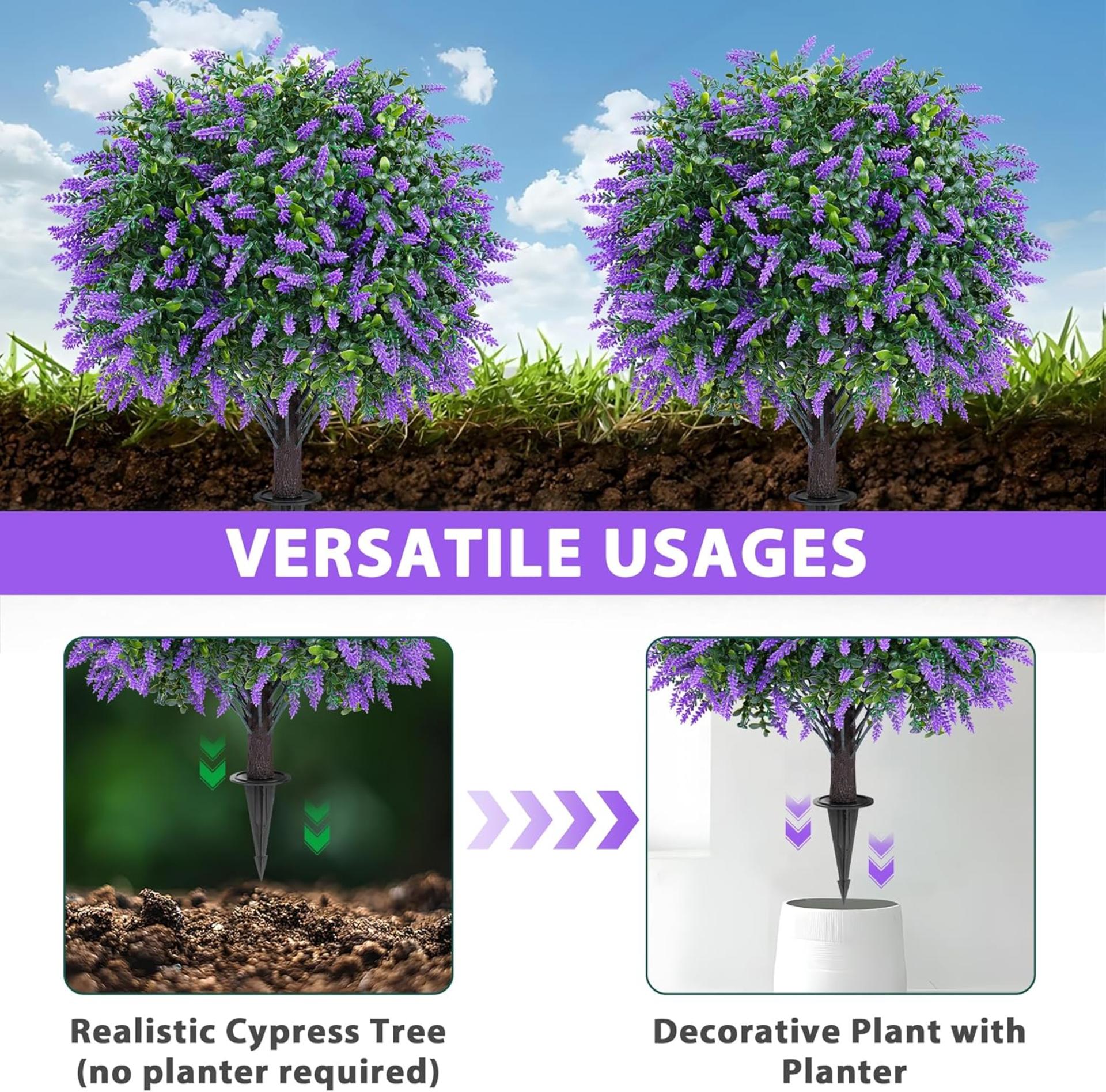 Set of 2 Artificial Boxwood Topiary Balls with Lavender, UV Resistant Faux Evergreen Shrub - 4