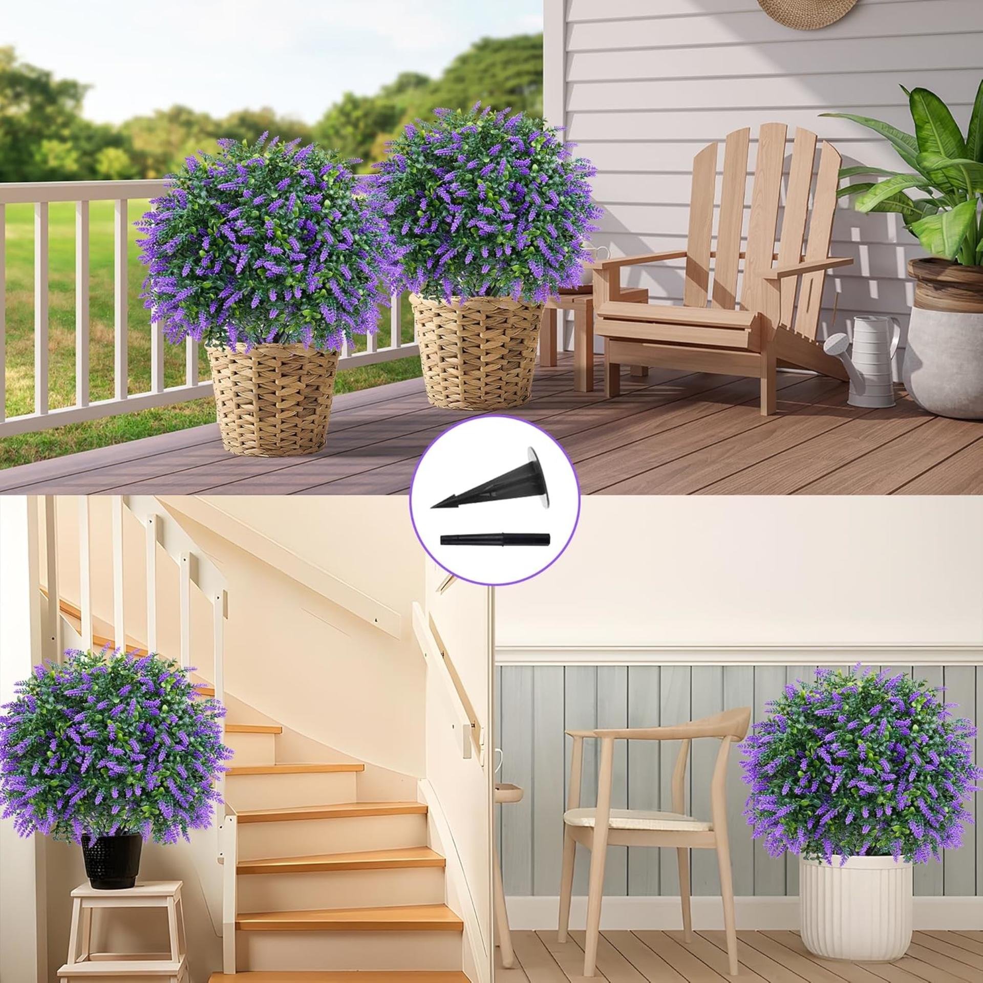 Set of 2 Artificial Boxwood Topiary Balls with Lavender, UV Resistant Faux Evergreen Shrub - 6