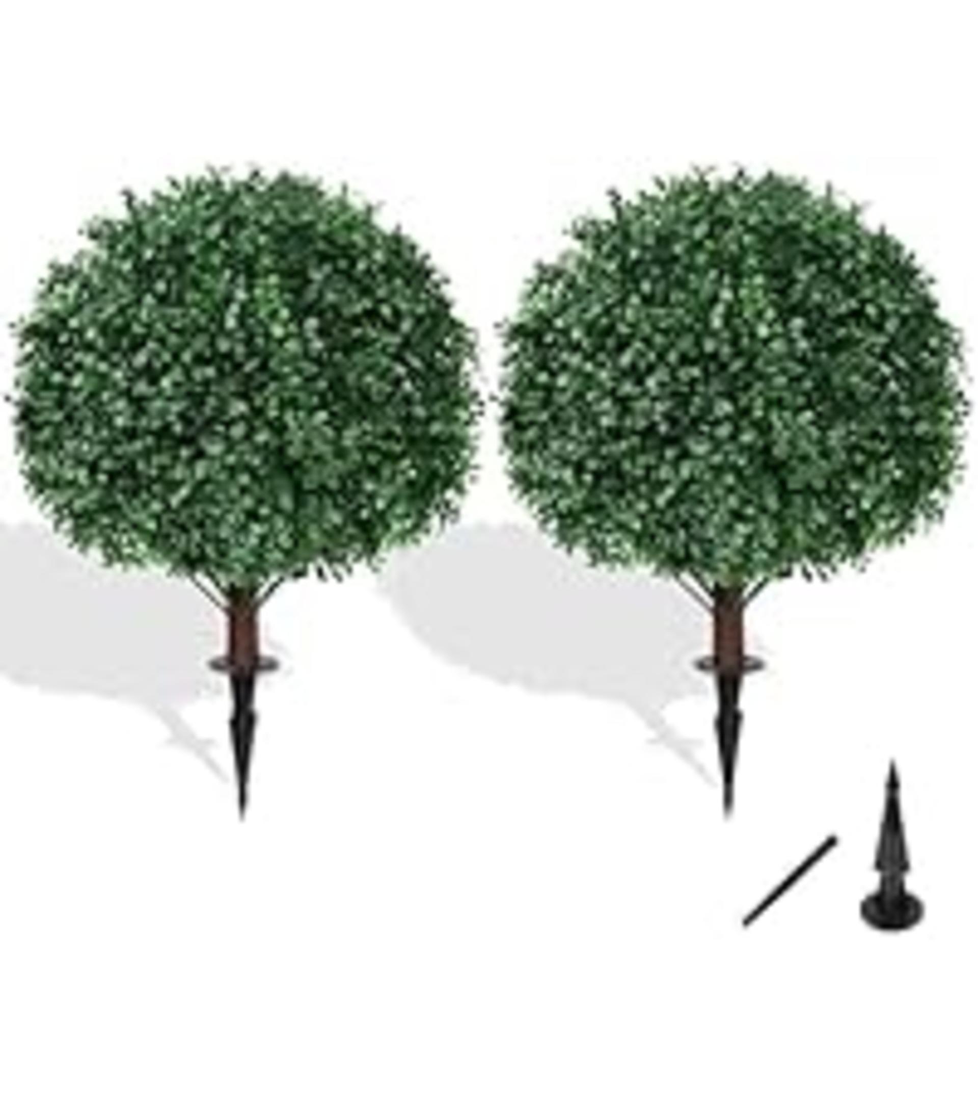 Set of 2 Artificial Boxwood Topiary Balls with Lavender, UV Resistant Faux Evergreen Shrub detail 6