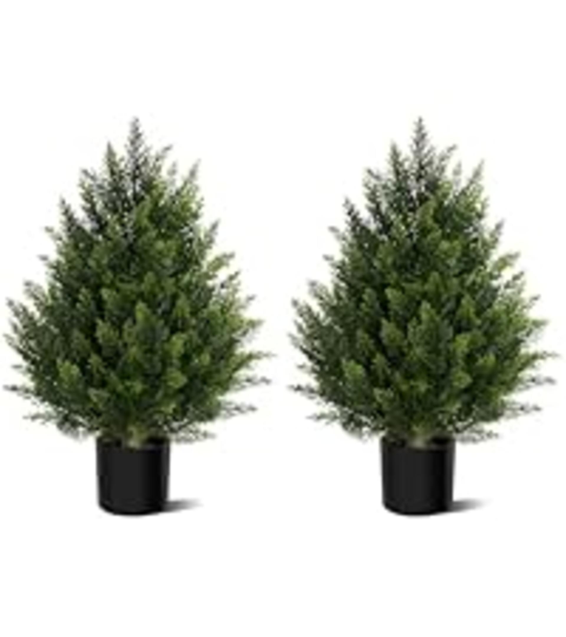 3FT Artificial Cedar Topiary Trees Set of 2 with 12 Bundles Faux Silk Flowers detail 10