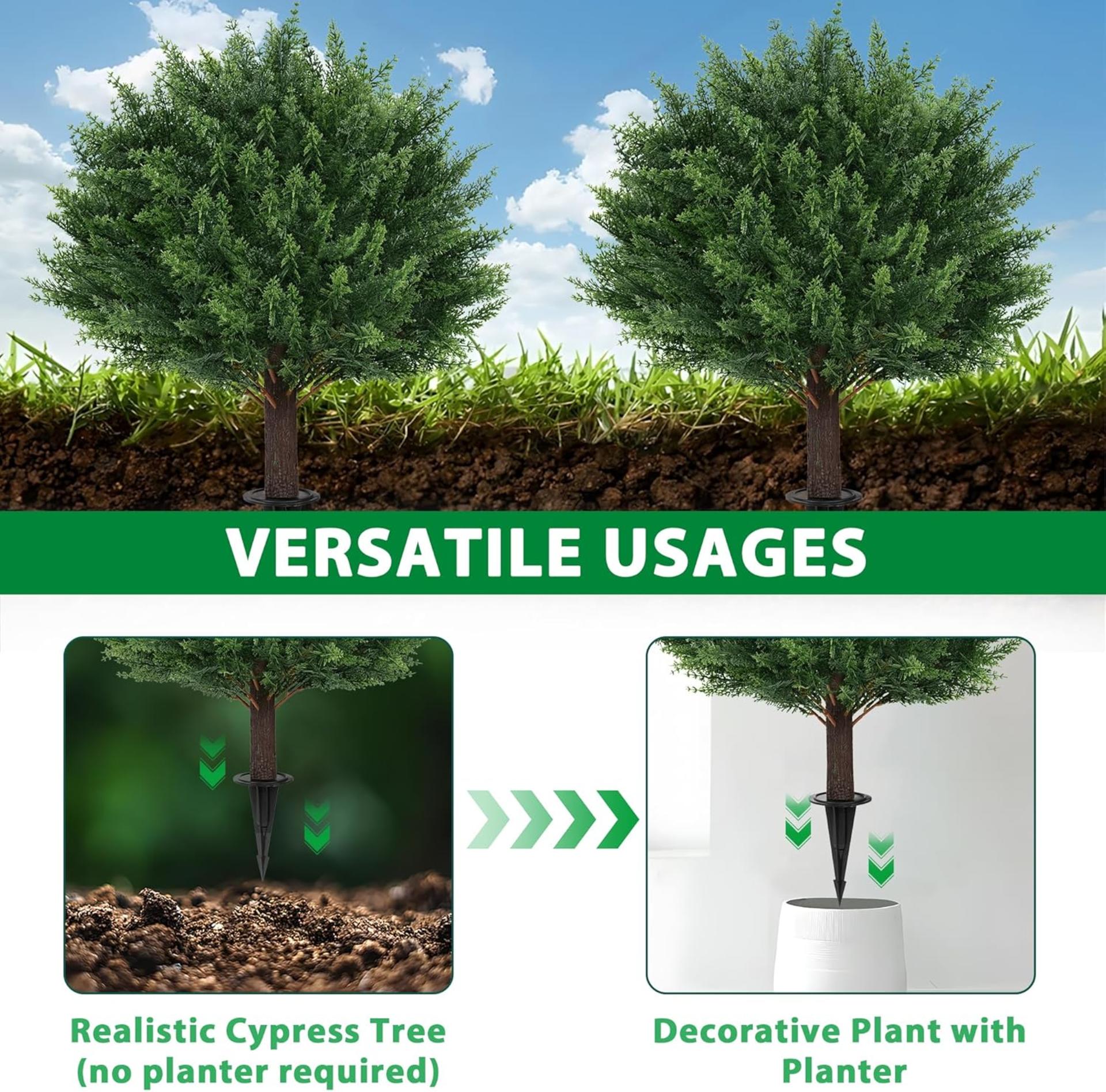 Set of 2 Artificial Cypress Topiary Trees with Ground Spikes, UV Resistant Fake Evergreen Bushes - 4