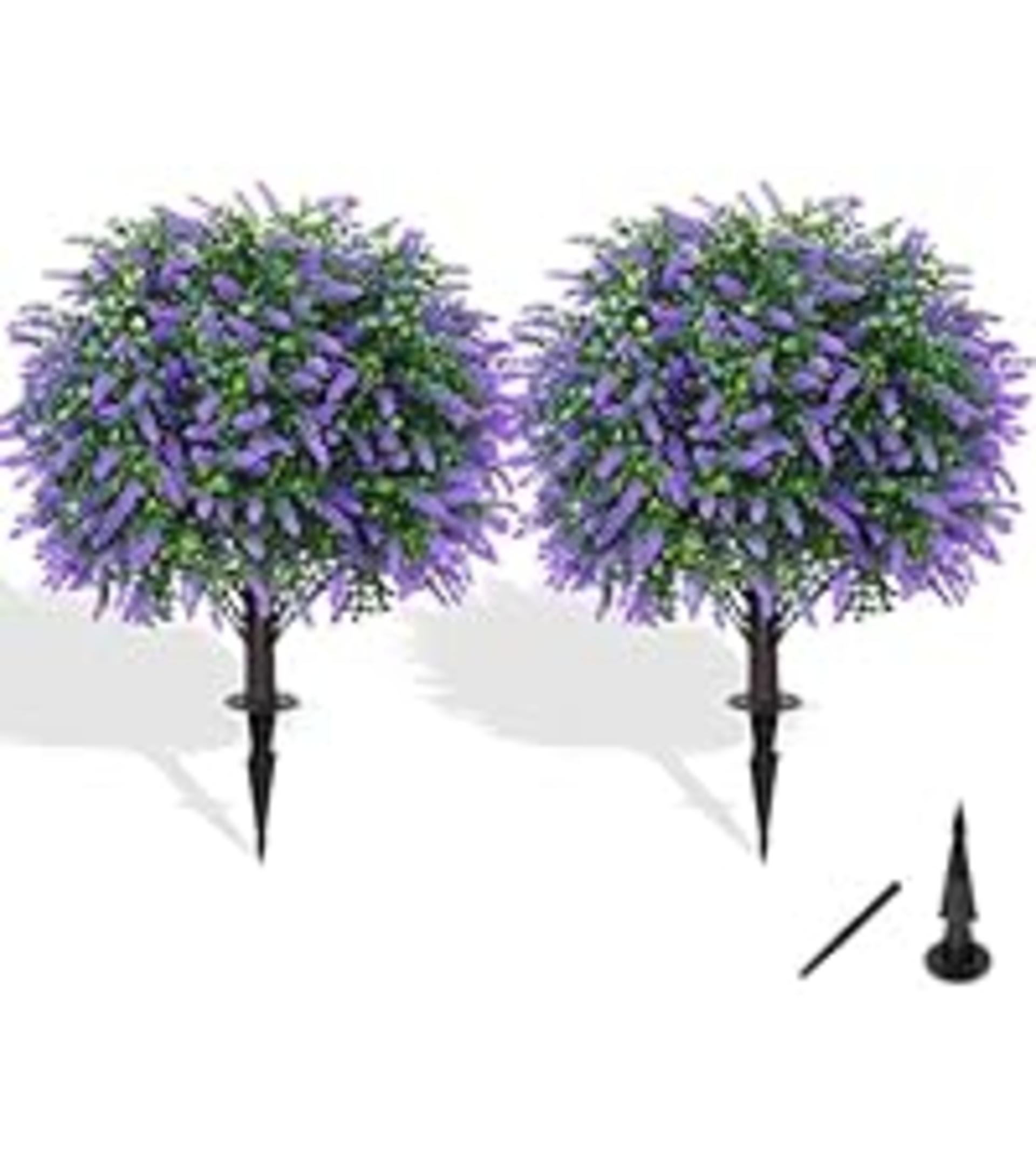 Set of 2 Artificial Cypress Topiary Trees with Ground Spikes, UV Resistant Fake Evergreen Bushes detail 2
