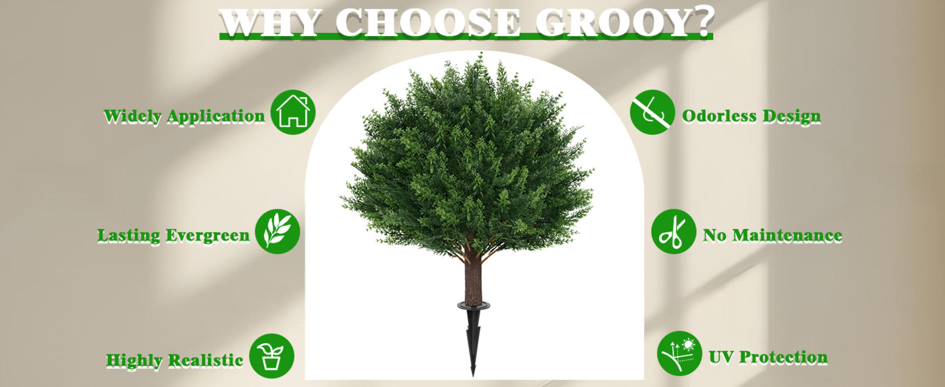 Set of 2 Artificial Cypress Topiary Trees with Ground Spikes, UV Resistant Fake Evergreen Bushes detail 9