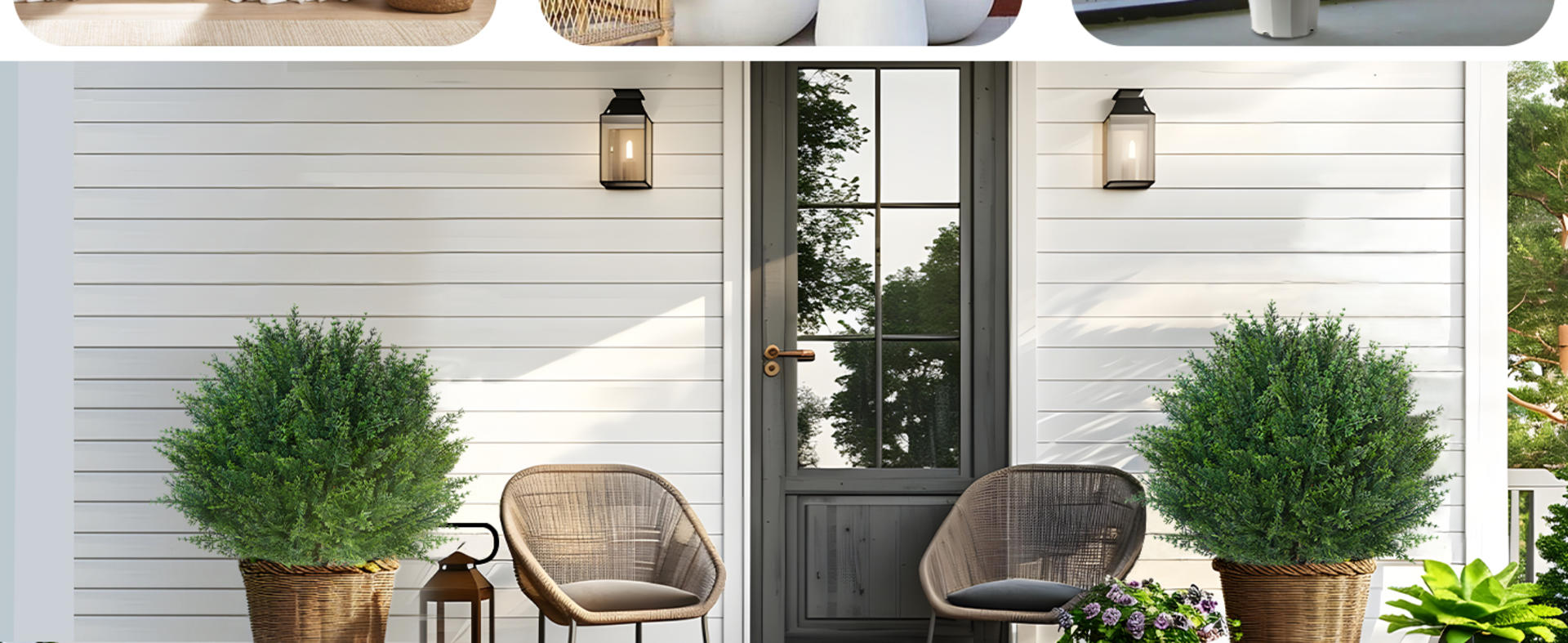 Set of 2 Artificial Cypress Topiary Trees with Ground Spikes, UV Resistant Fake Evergreen Bushes detail 13