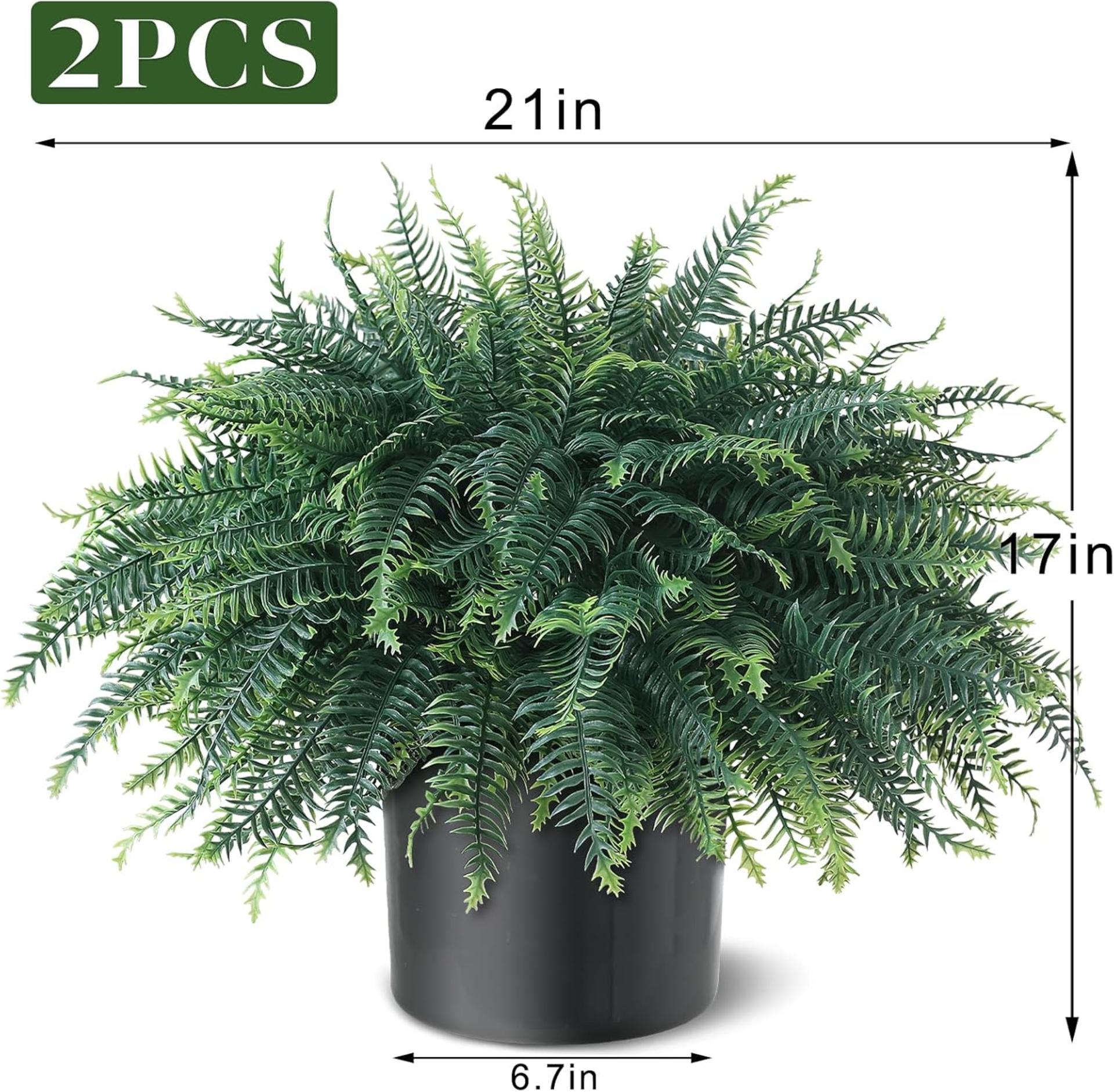 2-Pack Artificial Fern Potted Plants - UV Resistant Realistic Faux Greenery for Porch & Garden - 5