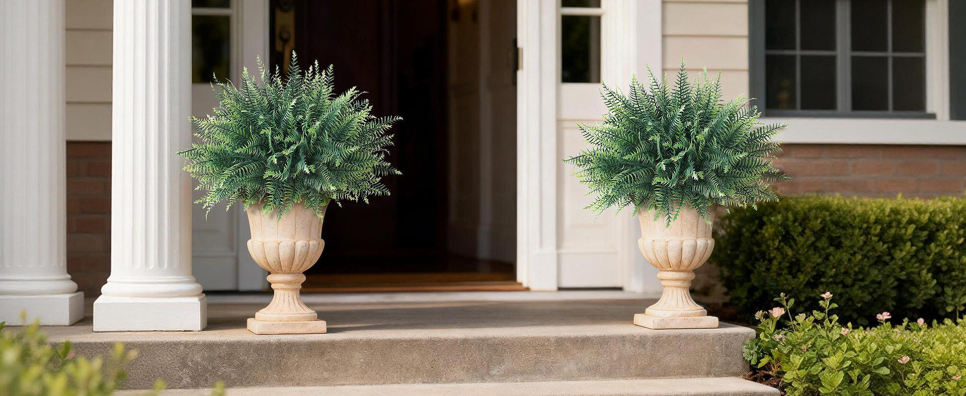 2-Pack Artificial Fern Potted Plants - UV Resistant Realistic Faux Greenery for Porch & Garden detail 5