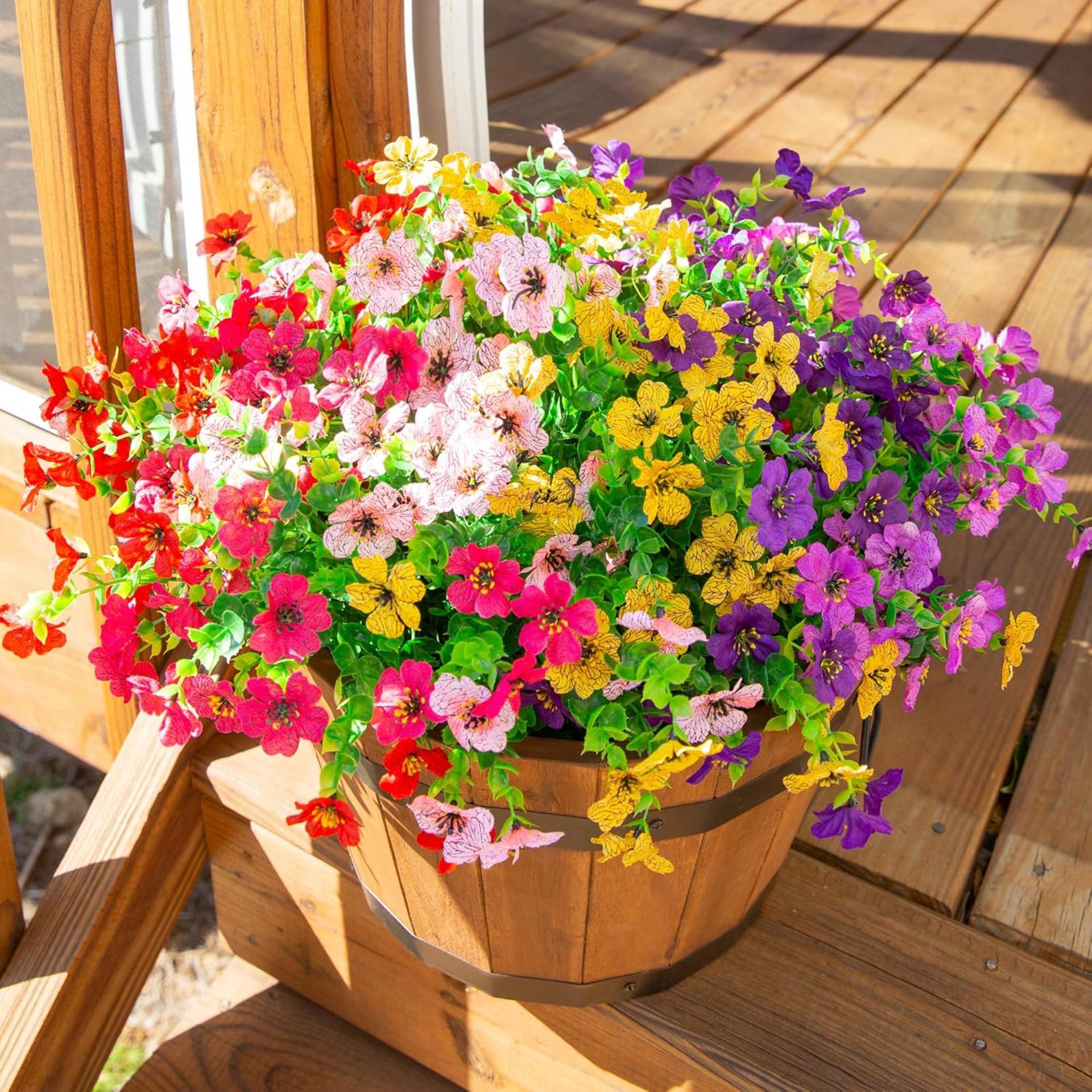 12 Bundles Artificial Daisy Flowers with Eucalyptus Leaves for Outdoor Indoor Garden Decor - 2