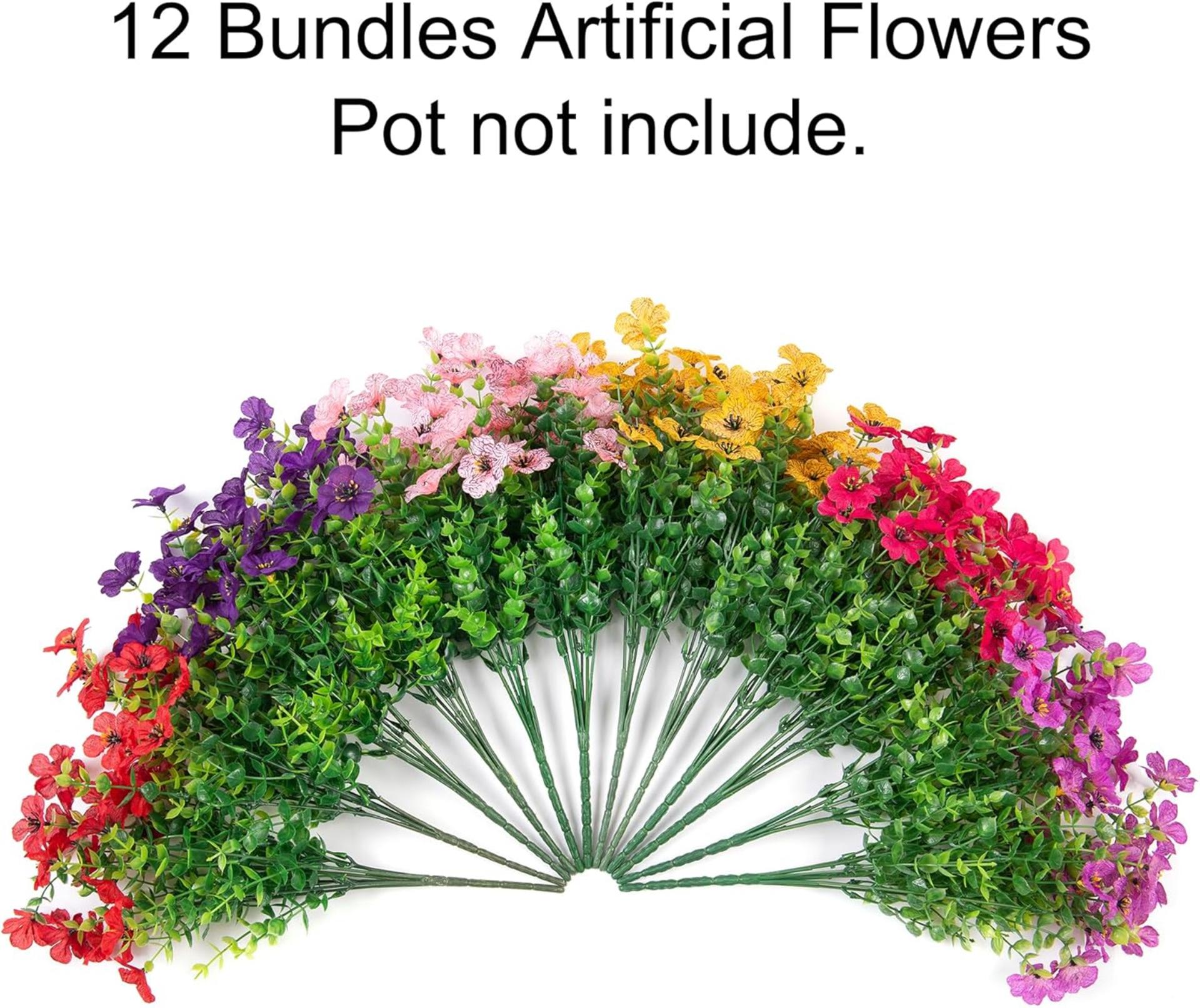 12 Bundles Artificial Daisy Flowers with Eucalyptus Leaves for Outdoor Indoor Garden Decor - 5