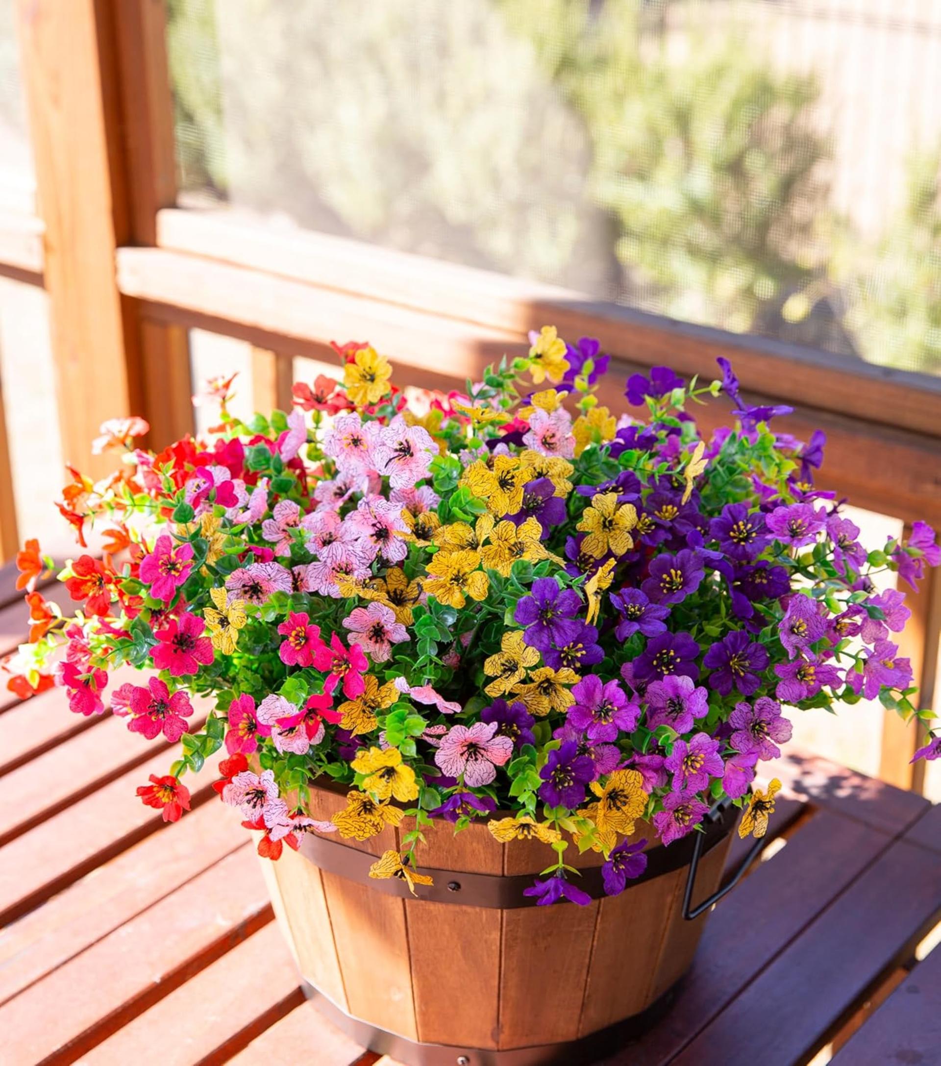 12 Bundles Artificial Daisy Flowers with Eucalyptus Leaves for Outdoor Indoor Garden Decor - 6