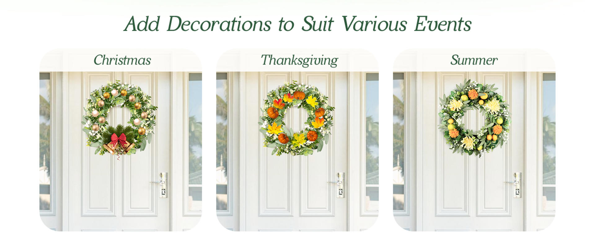 19" Artificial Eucalyptus Wreath with Berries for Front Door, All-Season Greenery Decor for Farmhouse detail 5