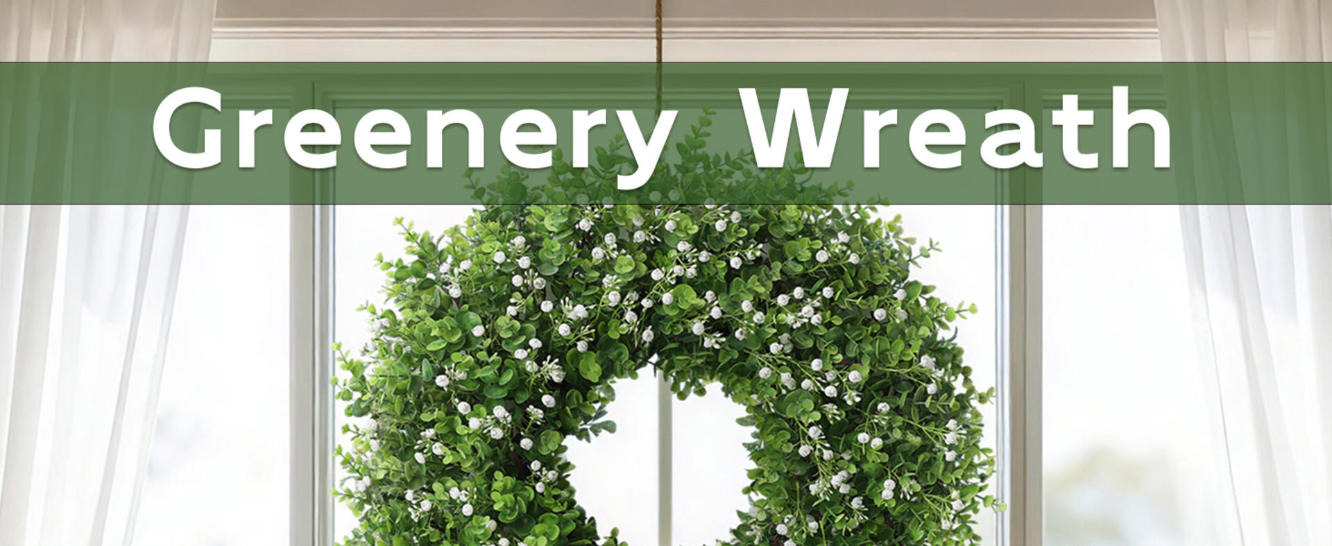 26" Artificial Eucalyptus Wreath with Baby's Breath for Front Door, Farmhouse Greenery Decor detail 1
