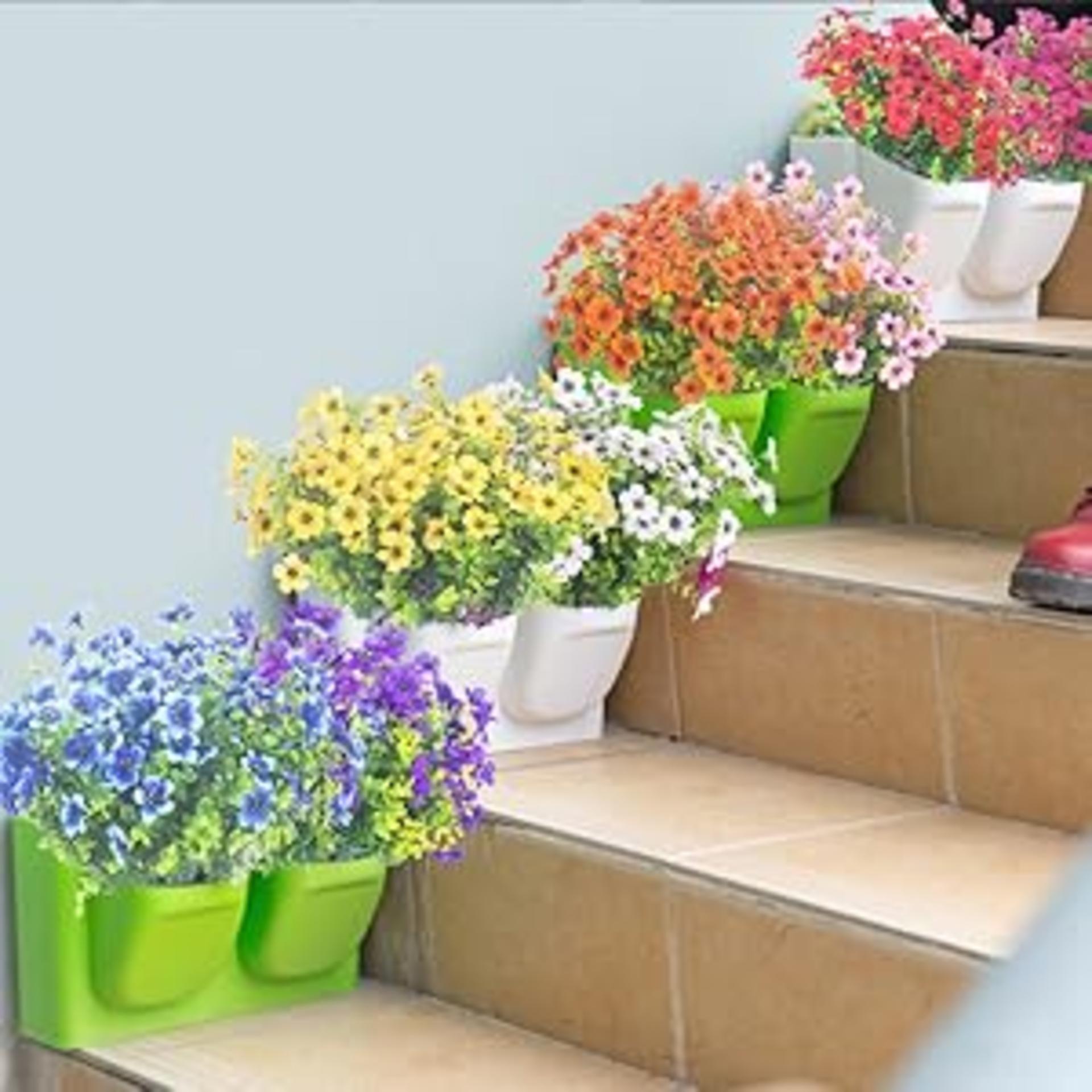10 Bundles UV Resistant Artificial Flowers - No Fade Faux Yellow Plants for Outdoor Garden Decor detail 7