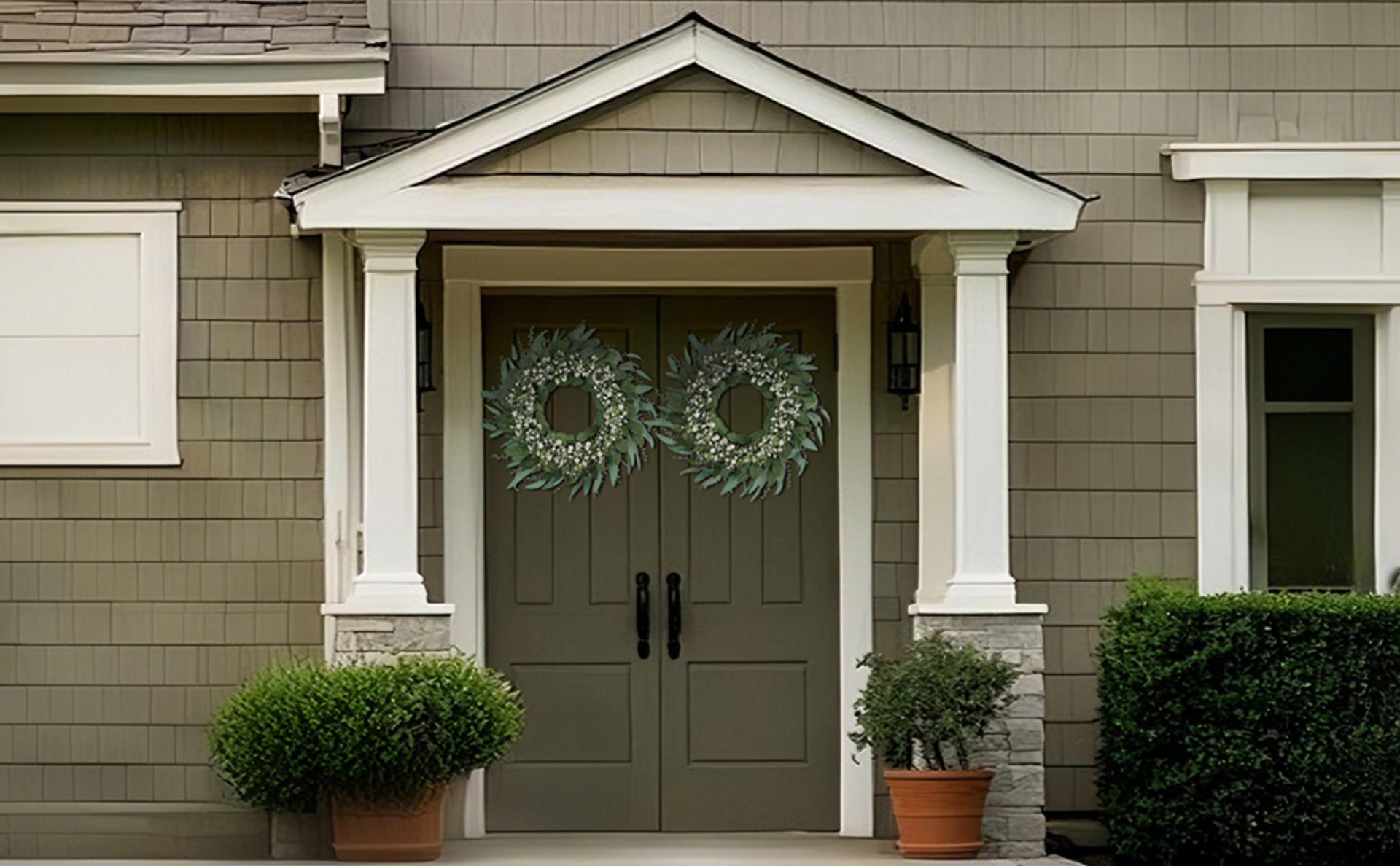 26" Large Eucalyptus and Baby's Breath Wreath for Front Door - Artificial Greenery for All Seasons detail 5