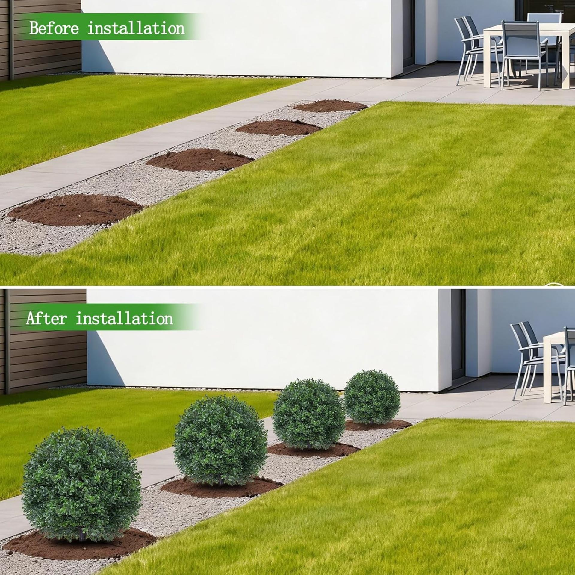 2Pcs Artificial Boxwood Topiary Ball Trees, UV Resistant Outdoor Faux Shrubs with Spikes - 8