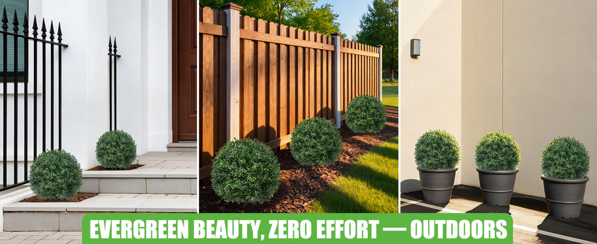 2Pcs Artificial Boxwood Topiary Ball Trees, UV Resistant Outdoor Faux Shrubs with Spikes detail 6