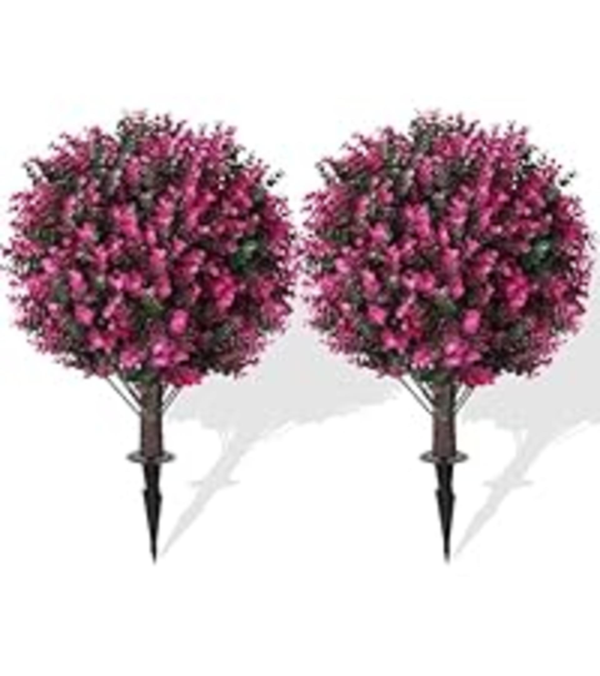 2Pcs Artificial Boxwood Topiary Ball Trees, UV Resistant Outdoor Faux Shrubs with Spikes detail 10