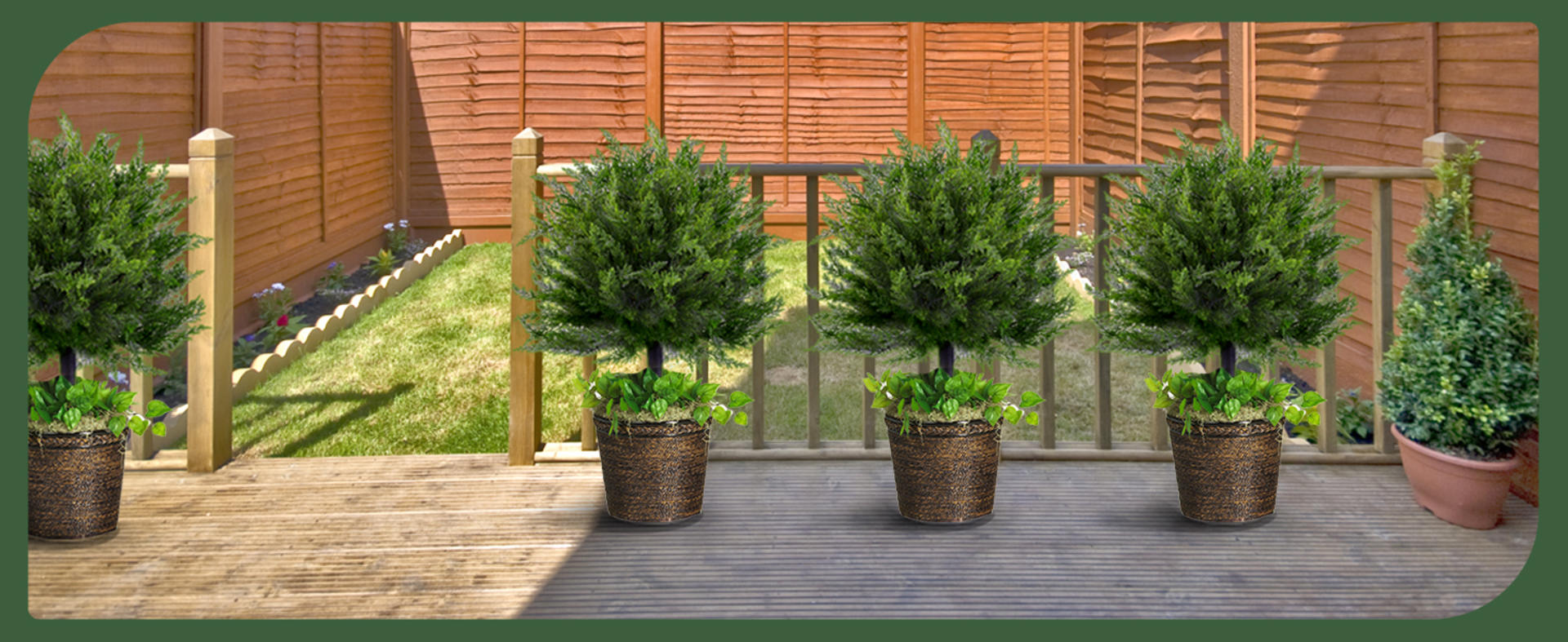 Artificial Cedar Topiary Ball Trees with Spike, 15.7" UV Resistant Faux Boxwood for Outdoor & Indoor Decor detail 5