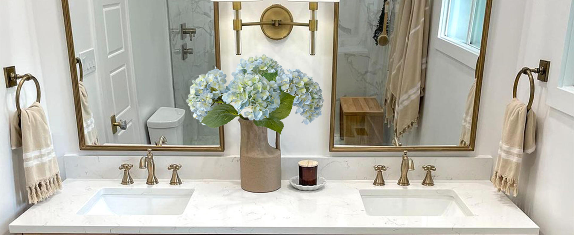 Real Touch Light Blue Artificial Hydrangeas - 4Pcs 20" Lifelike Silk Flowers for Wedding & Home Decor detail 7