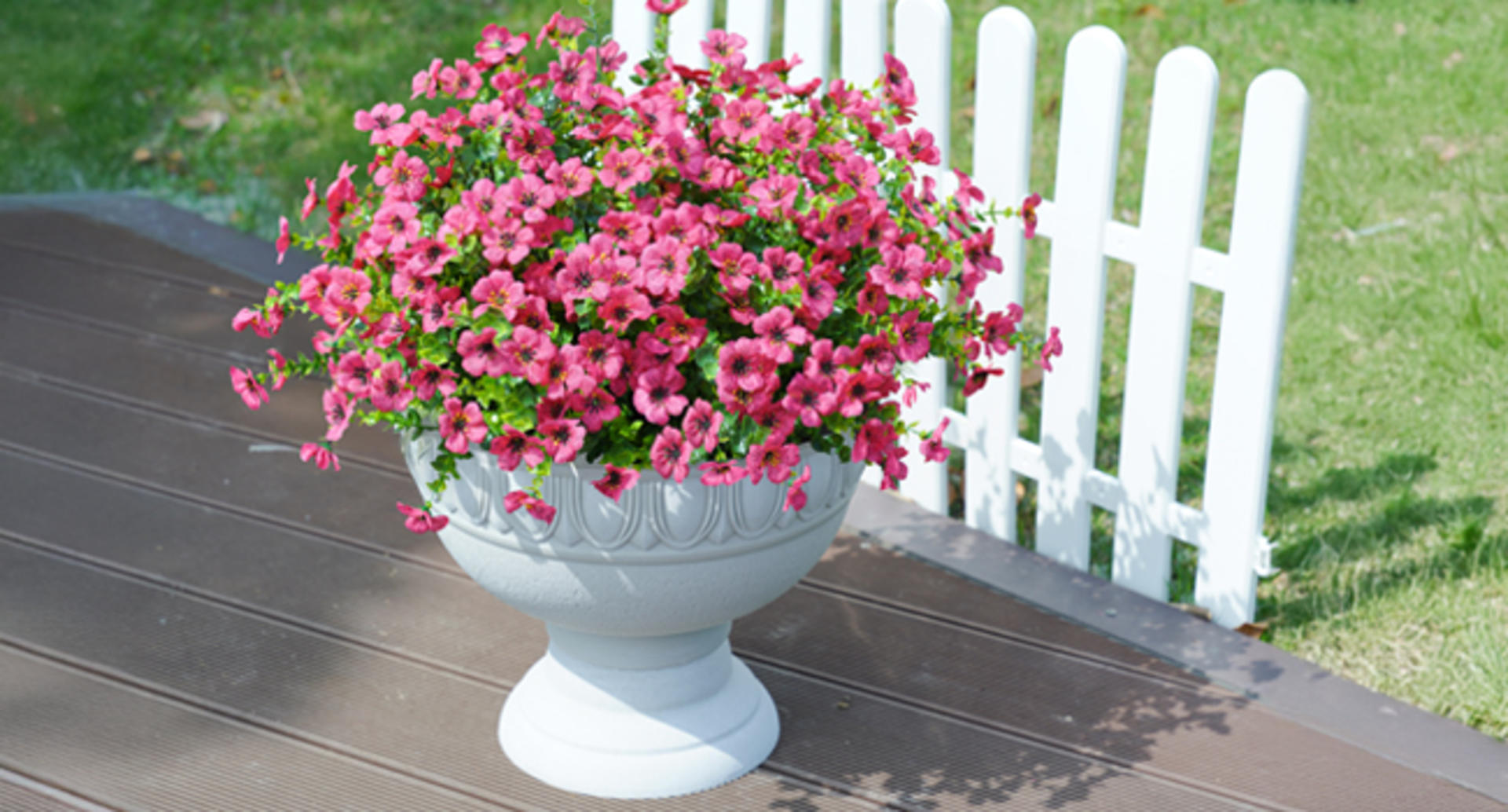 12 Bundles Artificial Daisy Flowers for Outdoor Decoration, UV Resistant Faux Plants with Eucalyptus detail 1