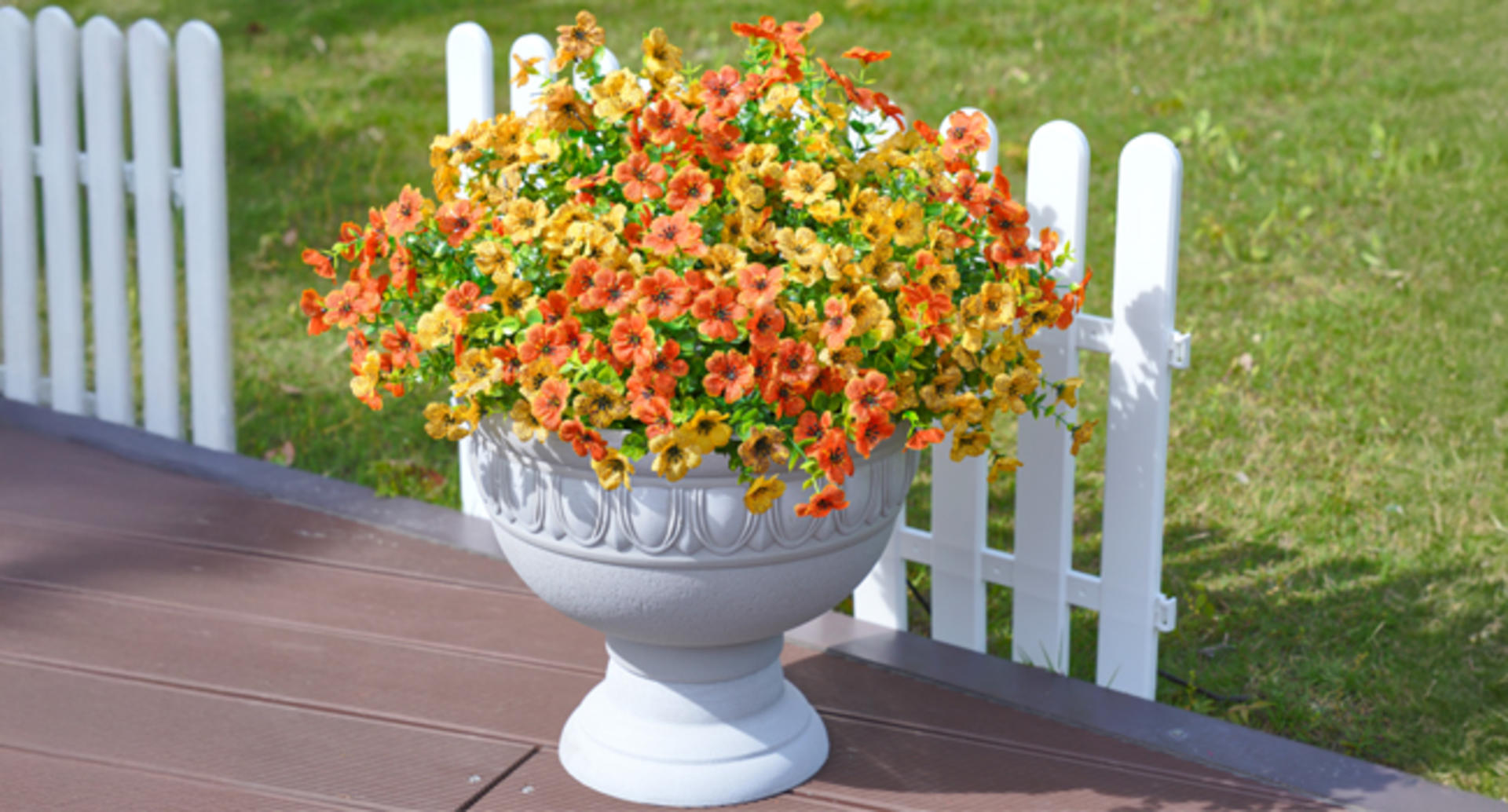 12 Bundles Artificial Daisy Flowers for Outdoor Decoration, UV Resistant Faux Plants with Eucalyptus detail 4