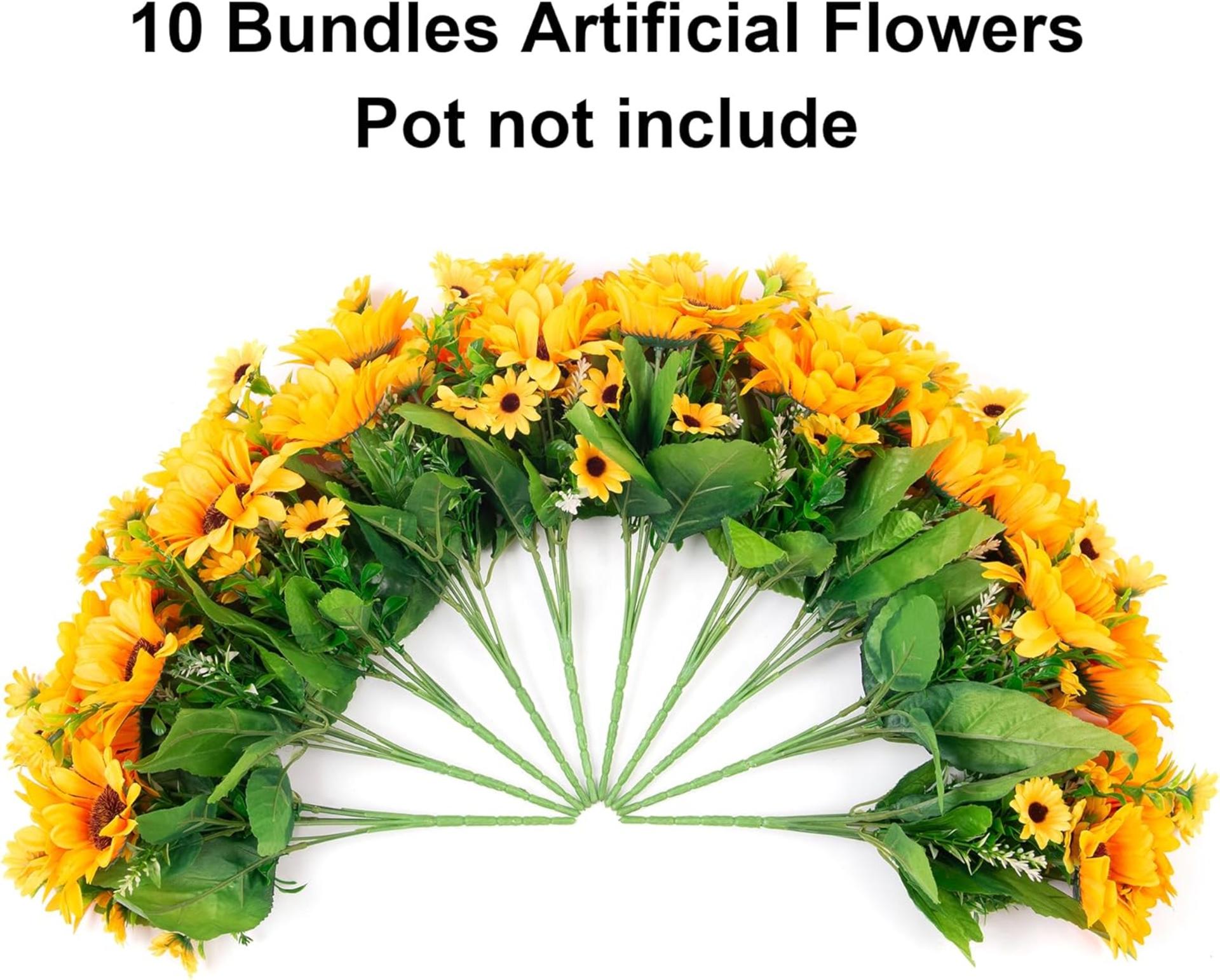 10 Bunches Artificial Sunflowers for Outdoor Indoor Decoration, UV Resistant Fake Flowers - 5